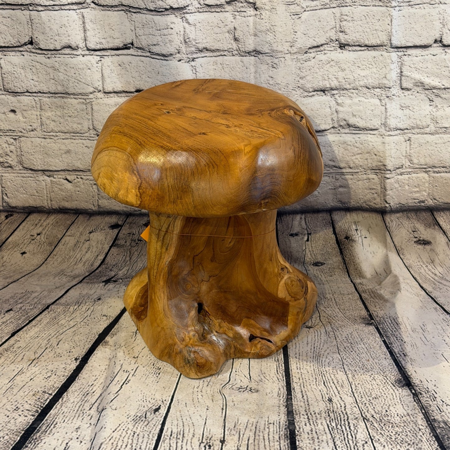 30cm x 25cm Flat Wooden Mushroom Toadstool Sculpture Garden Teak Root Ornament3