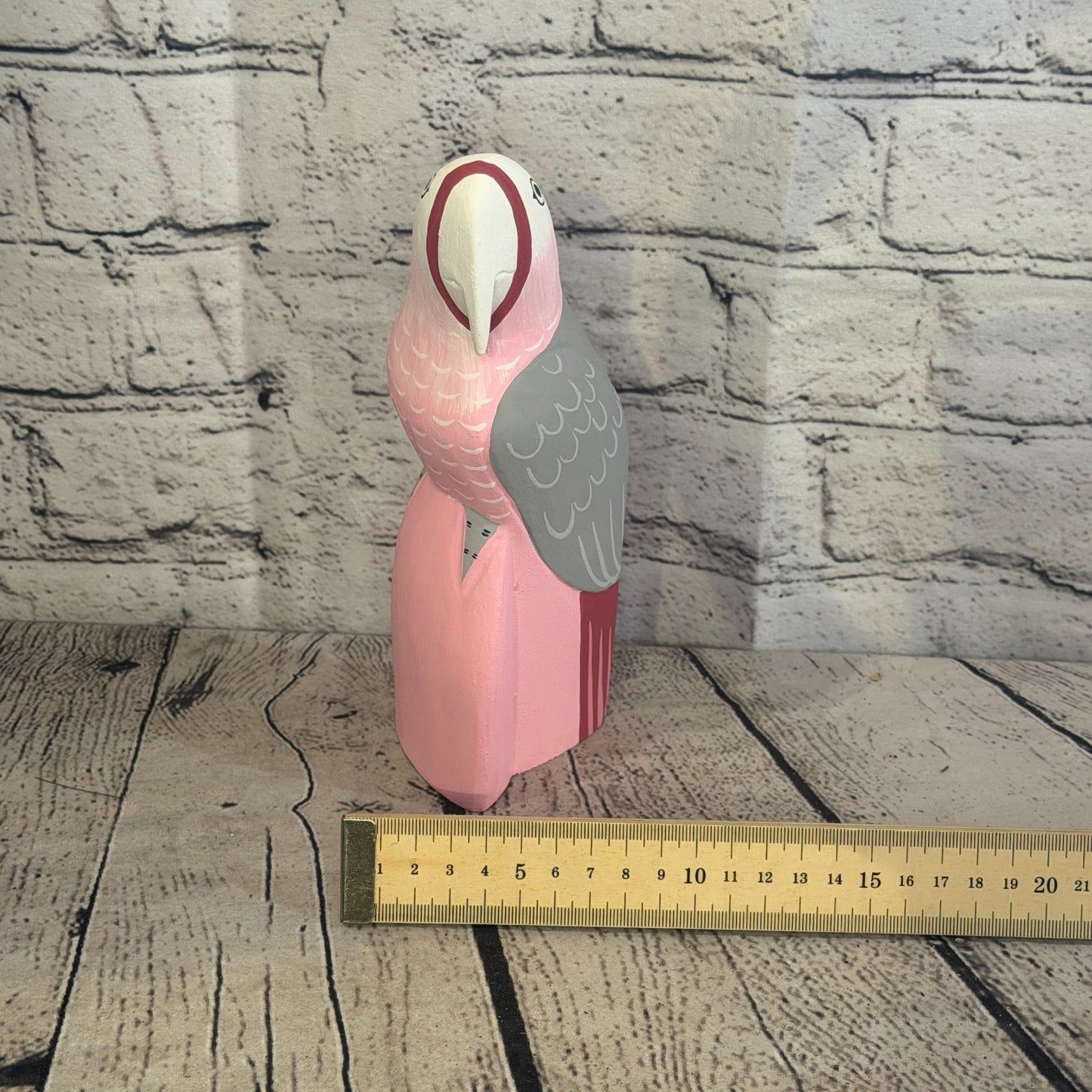20cm Bright Pink Parrot Bird Ornament Statue Fair Trade Hand Made Carved Wood7