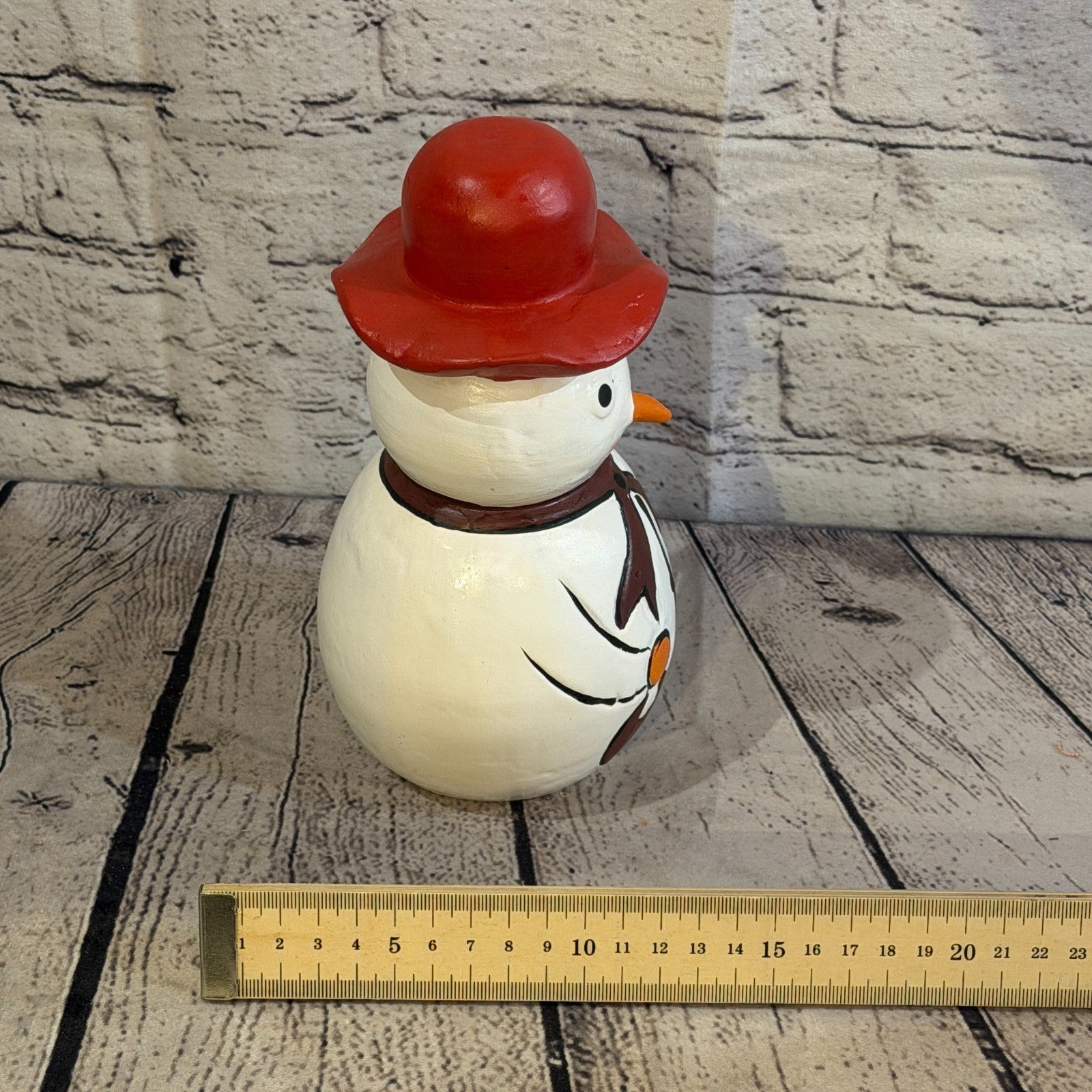 20cm x 12cm Red Top Hat Snowman Handcrafted Wood Xmas Christmas Ornament7