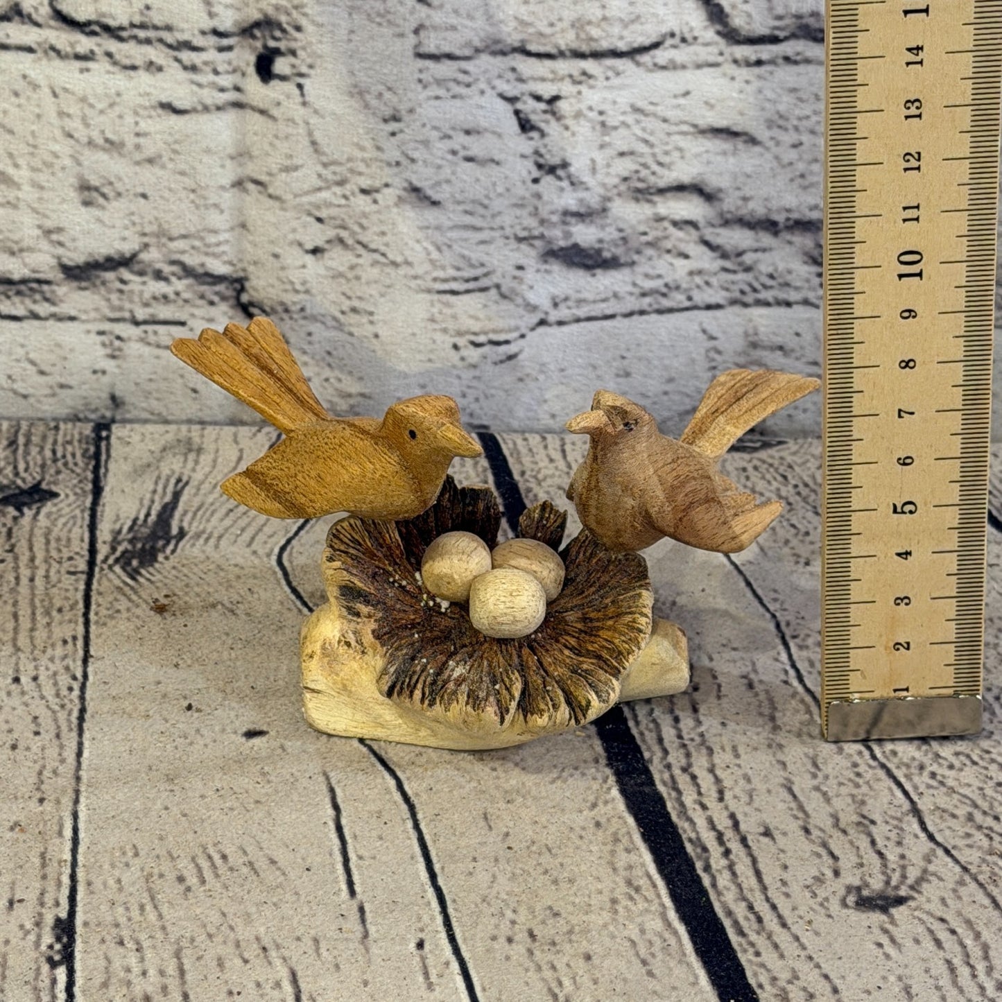 15cm Double Bird Mushroom Parasite Ornament Natural Carving Fair trade Wooden5