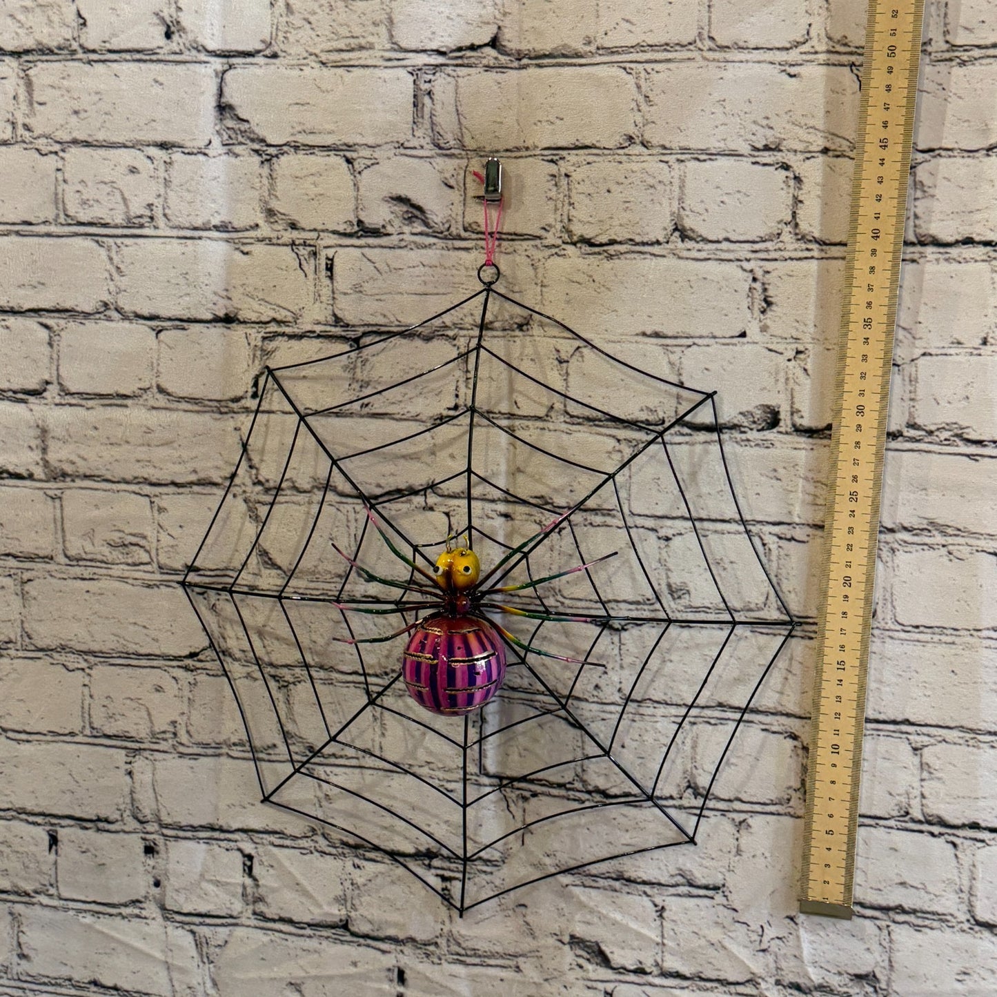 40cm x 40cm Purple Spider On Web Bug Metal Tin Wall Hanging Ornament Statue4
