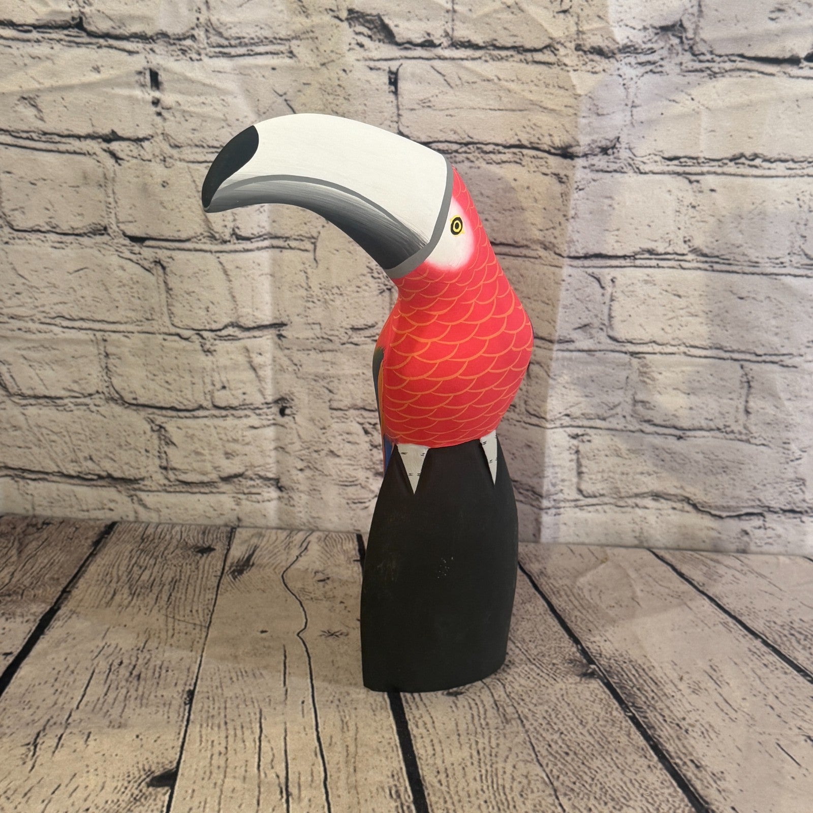 30cm Bright Red Toucan Bird Ornament Statue Fair Trade Hand Made Carved Wood2