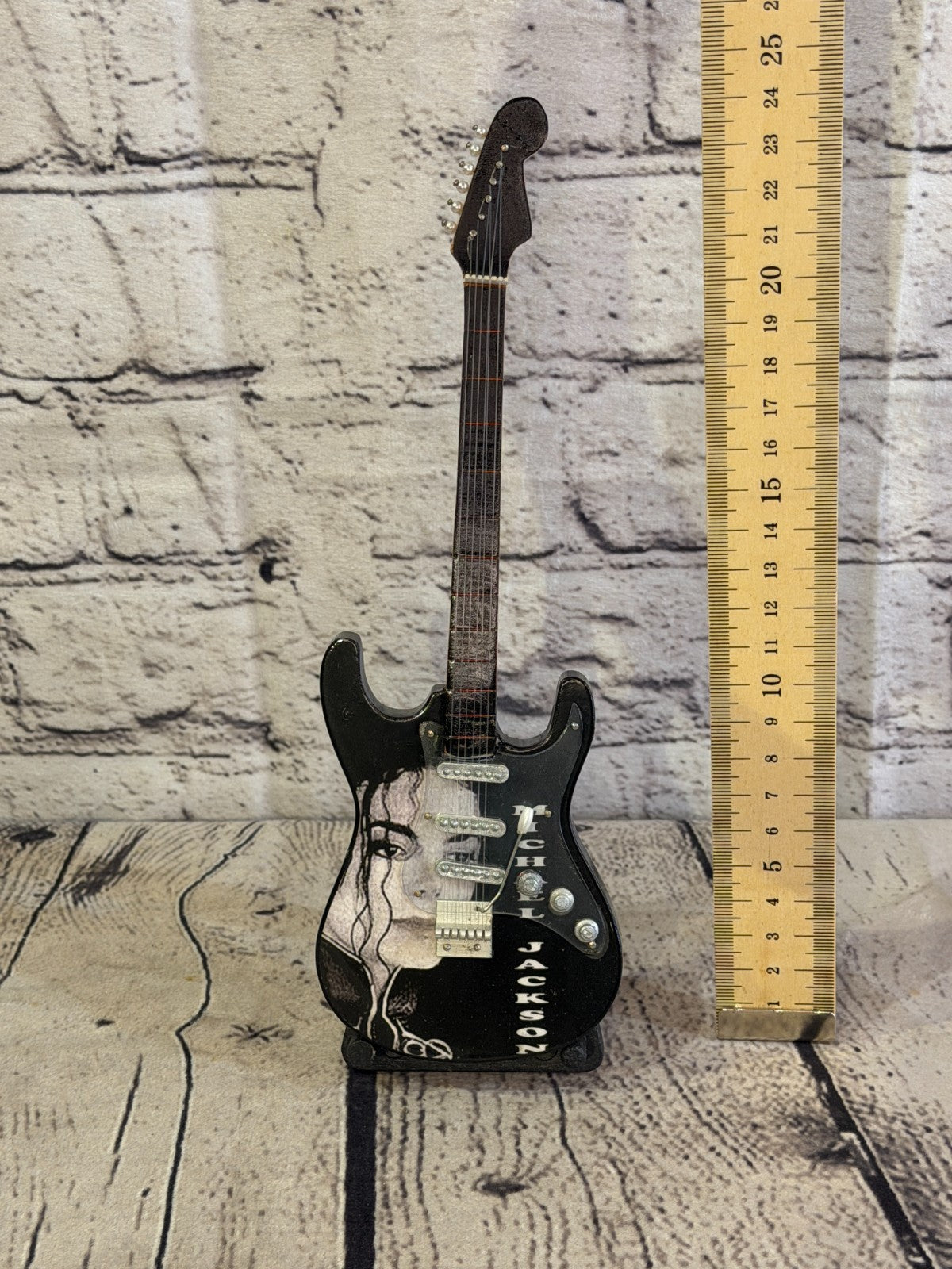 Miniature 25cm Guitar Michael Jackson Guitar on Stand Band Gift Display6