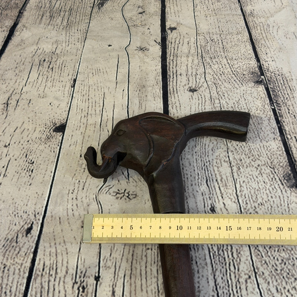 Elephant Head 90cm Tribal African Walking Stick Cane Hand Carved Dark Wood7