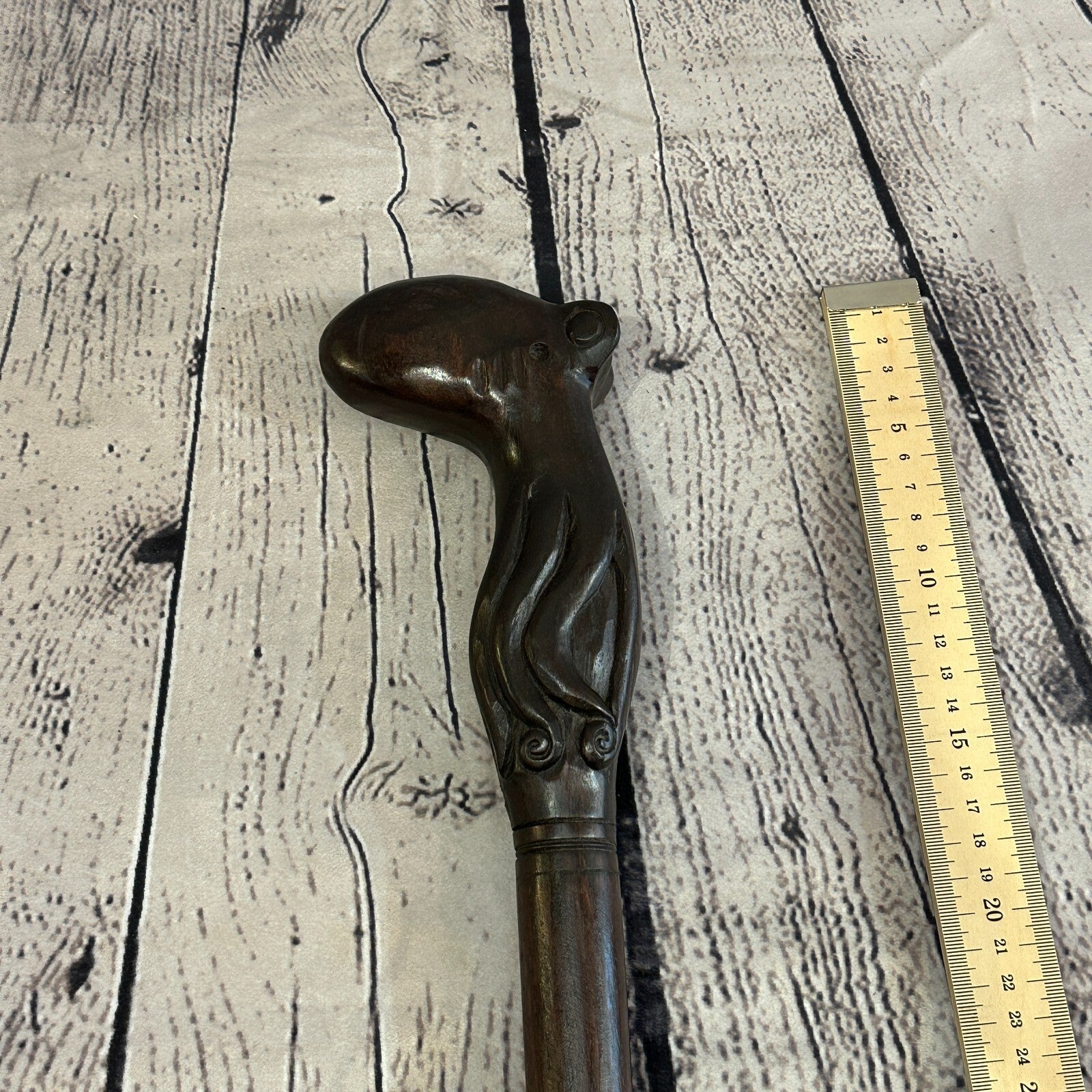 Octopus Squid 90cm Tribal African Walking Stick Cane Hand Carved Dark Wood9