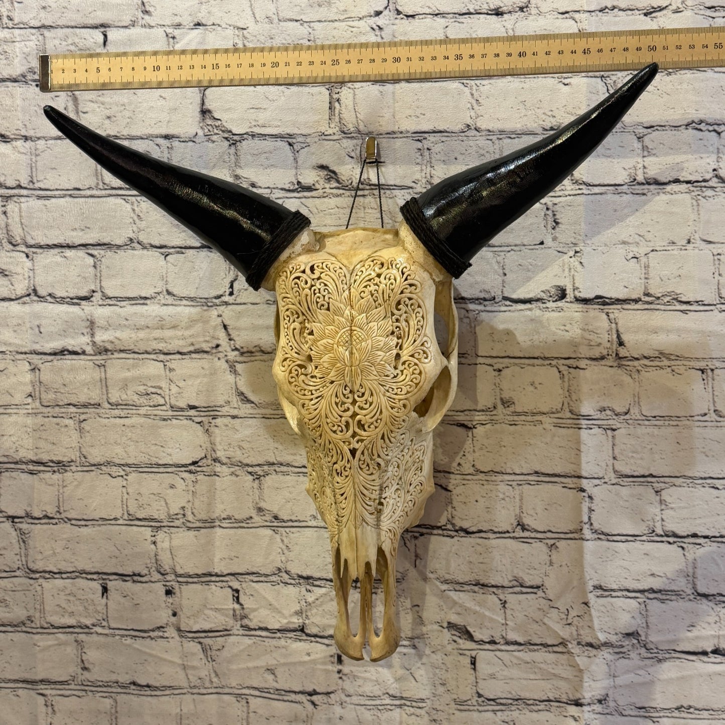 50cm Carved Buffalo Ram Wild Replica Skulls Wall Hanging Carved Design 24