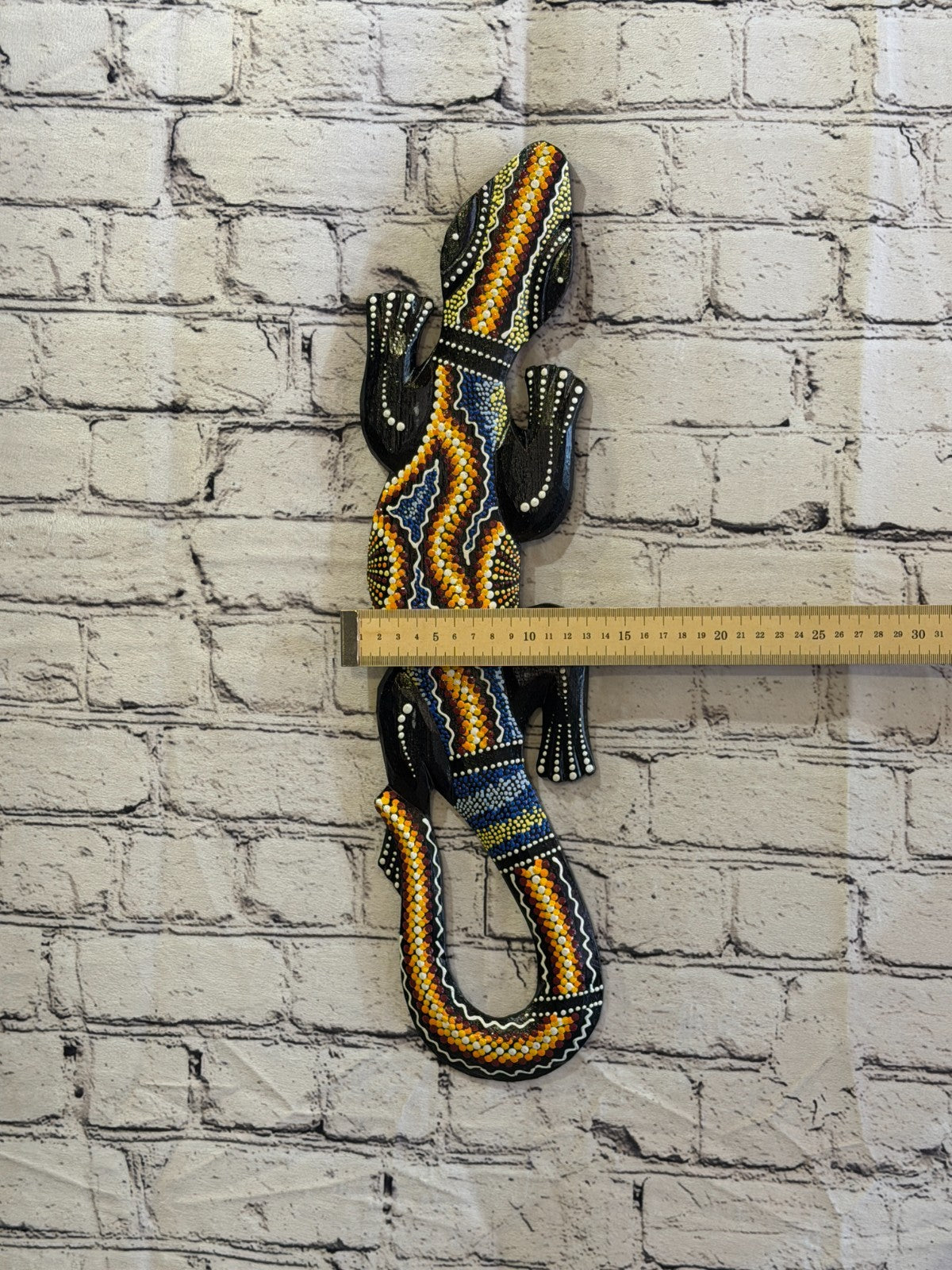 50cm Gecko Carved Wooden Dot Painted Ethnic Tribal Tiki Wall Art No 1 New3