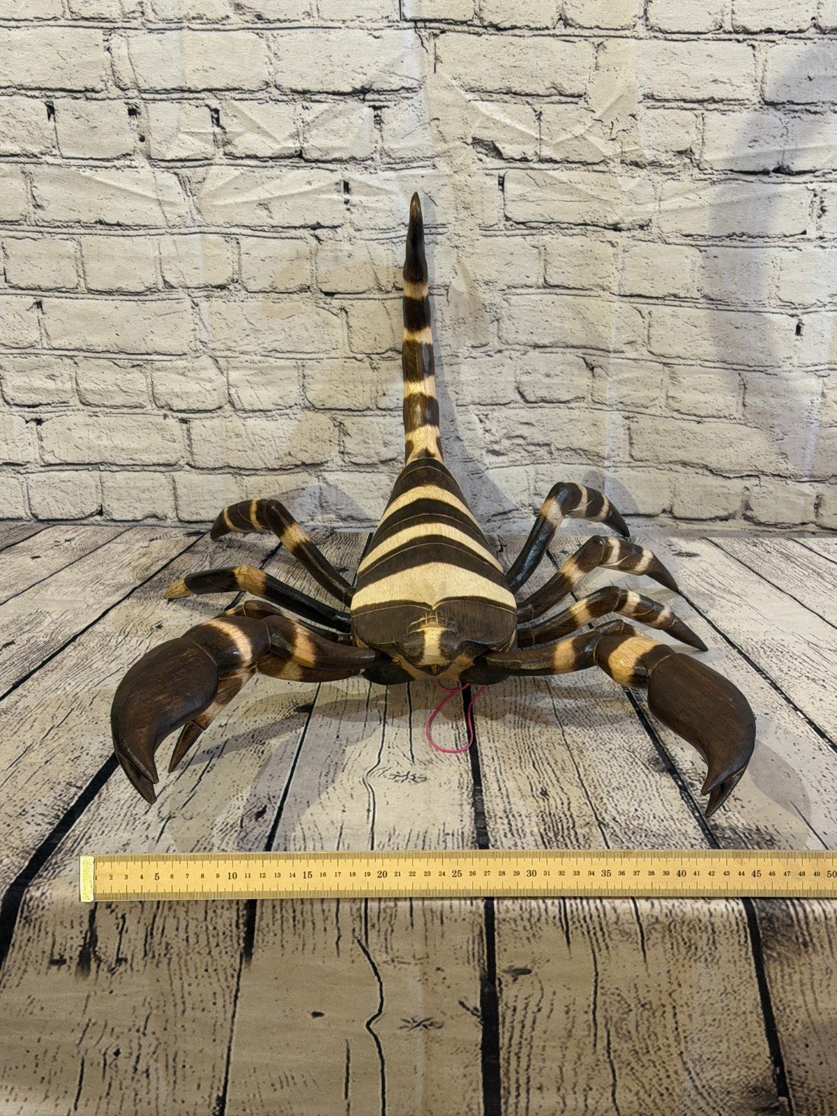 55cm x 45cm Wooden Scorpion Burnt Pattern Carving Hand Carved Walking Statue8