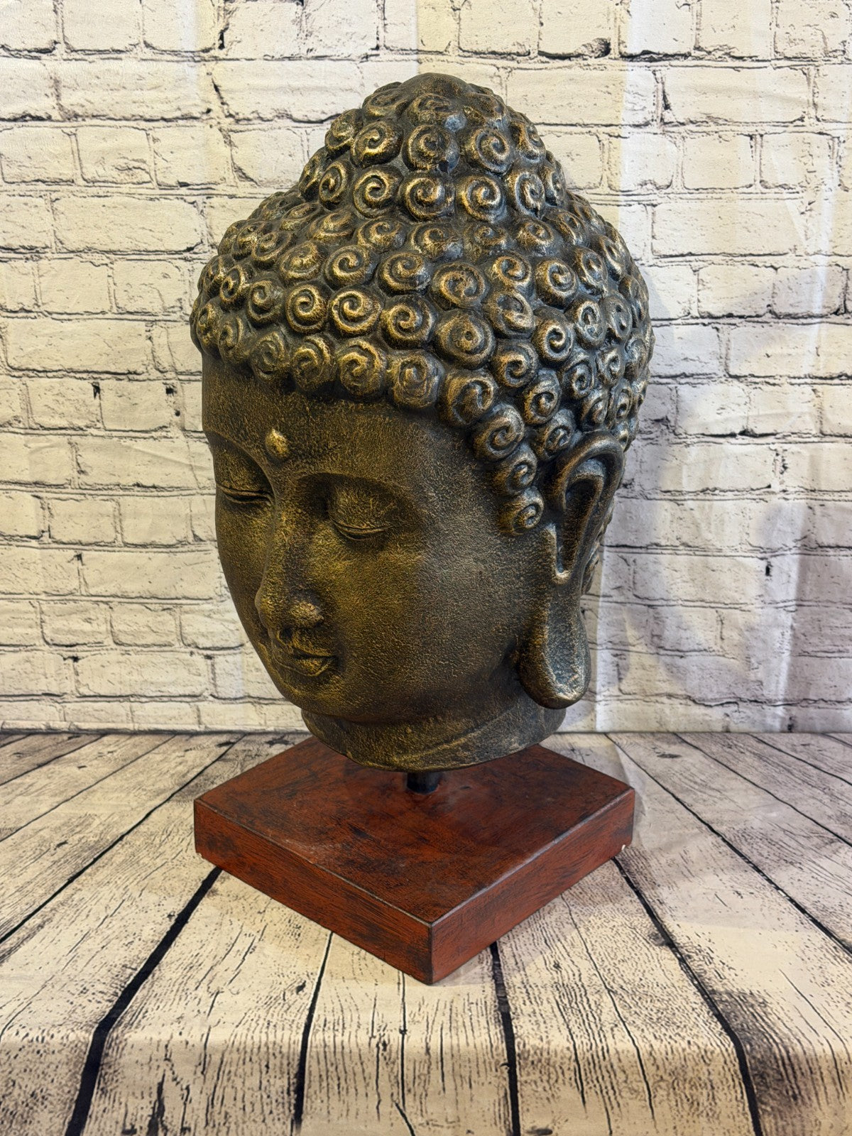 Bronze 70cm x 30cm Thai Buddha Head Peaceful On Base Statue Resin Hindu0
