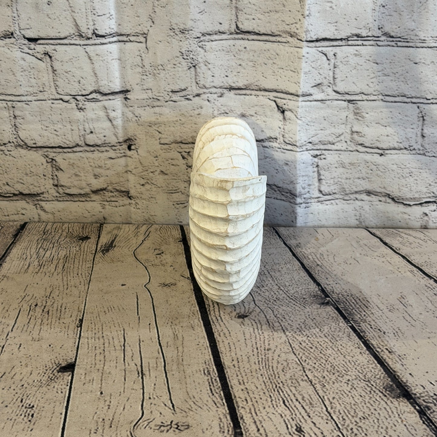 25cm White Shabby Pastel Nautilus Shell Ornament Decor Carved Light Wood Figure4