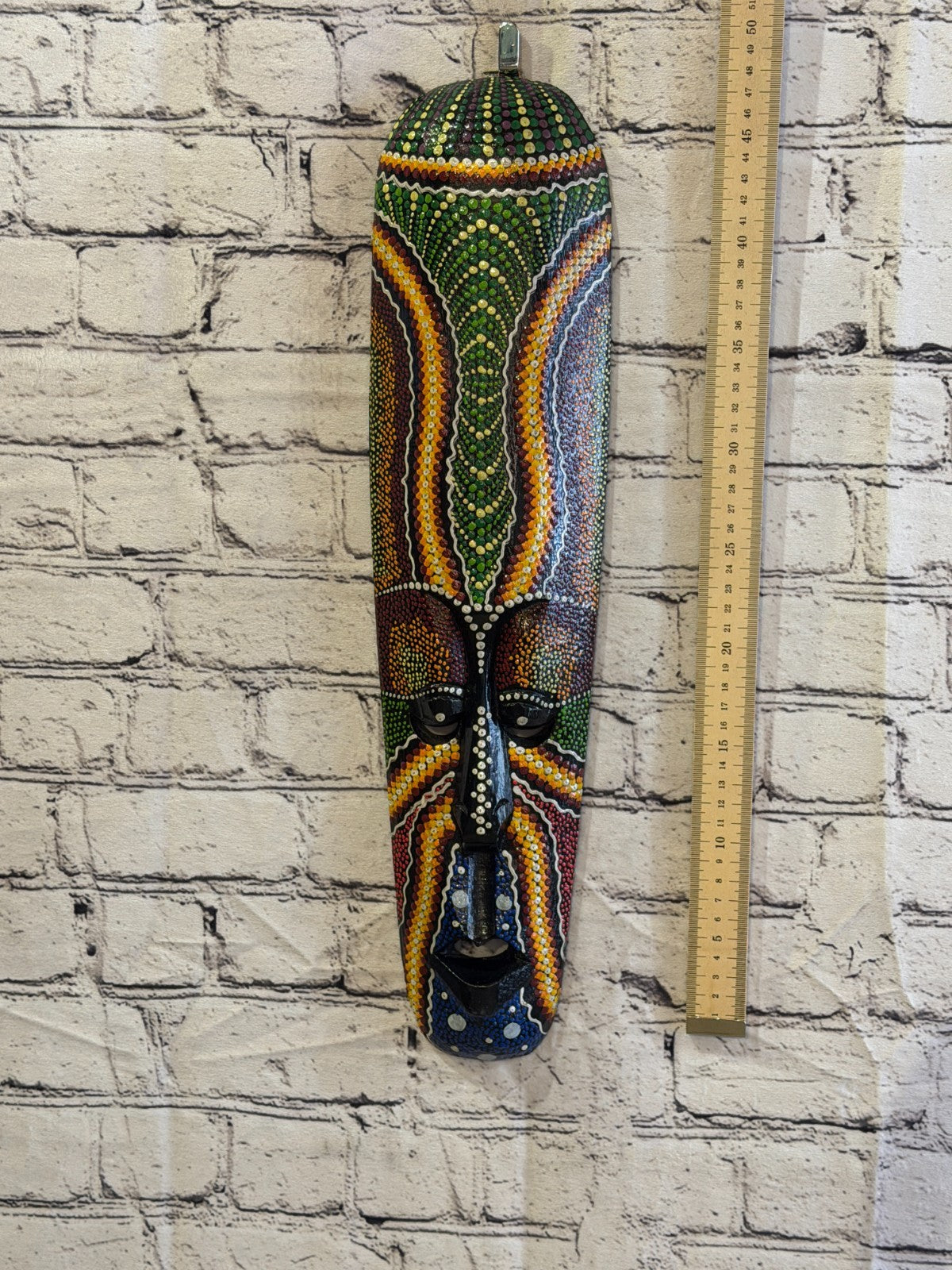 50cm Mask Carved Wooden Dot Painted Ethnic Tribal Tiki Wall Art No 5 New4