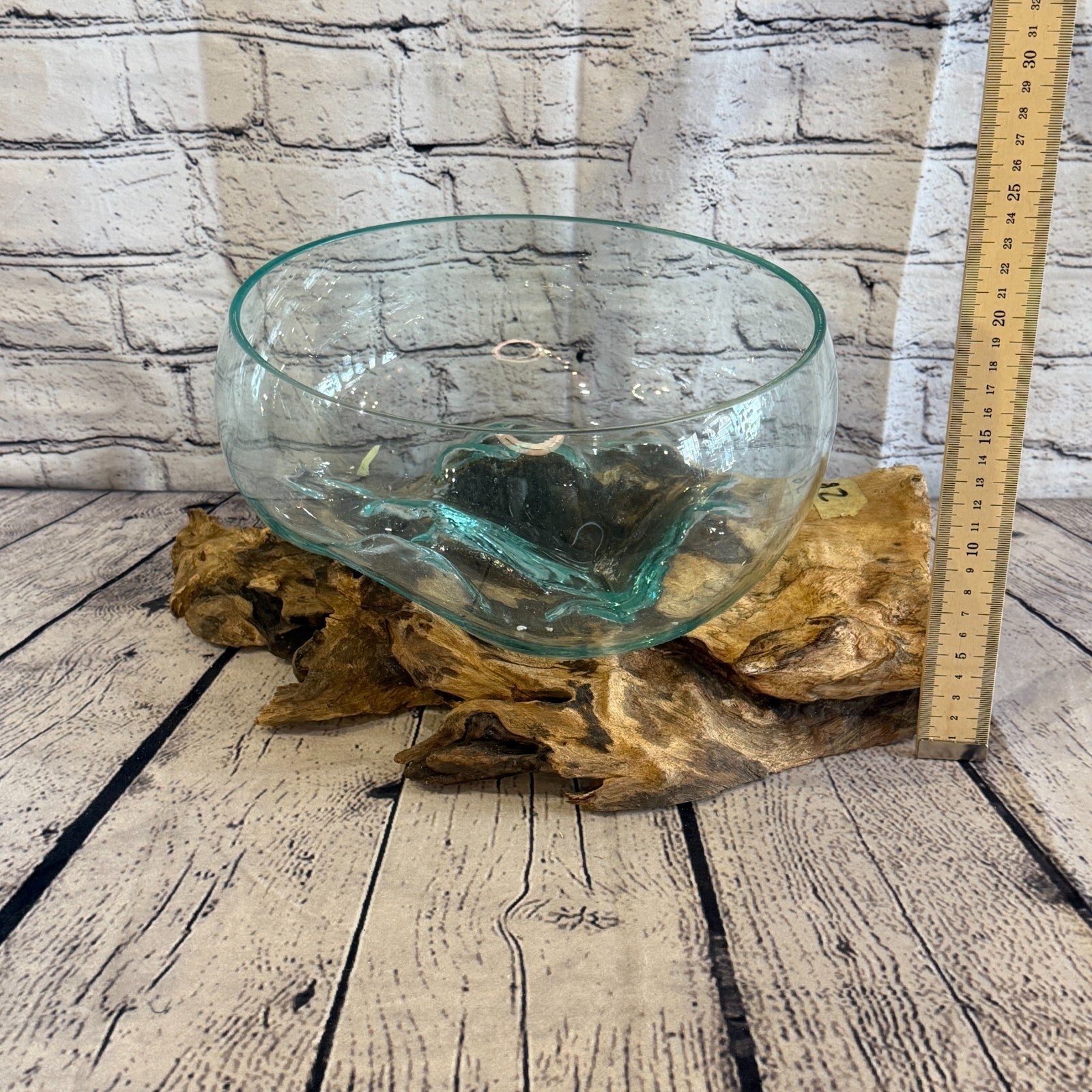 22cm Tall Fruit Bowl Colour Melted Glass Wood Decorative Vase Glass Sculpture4