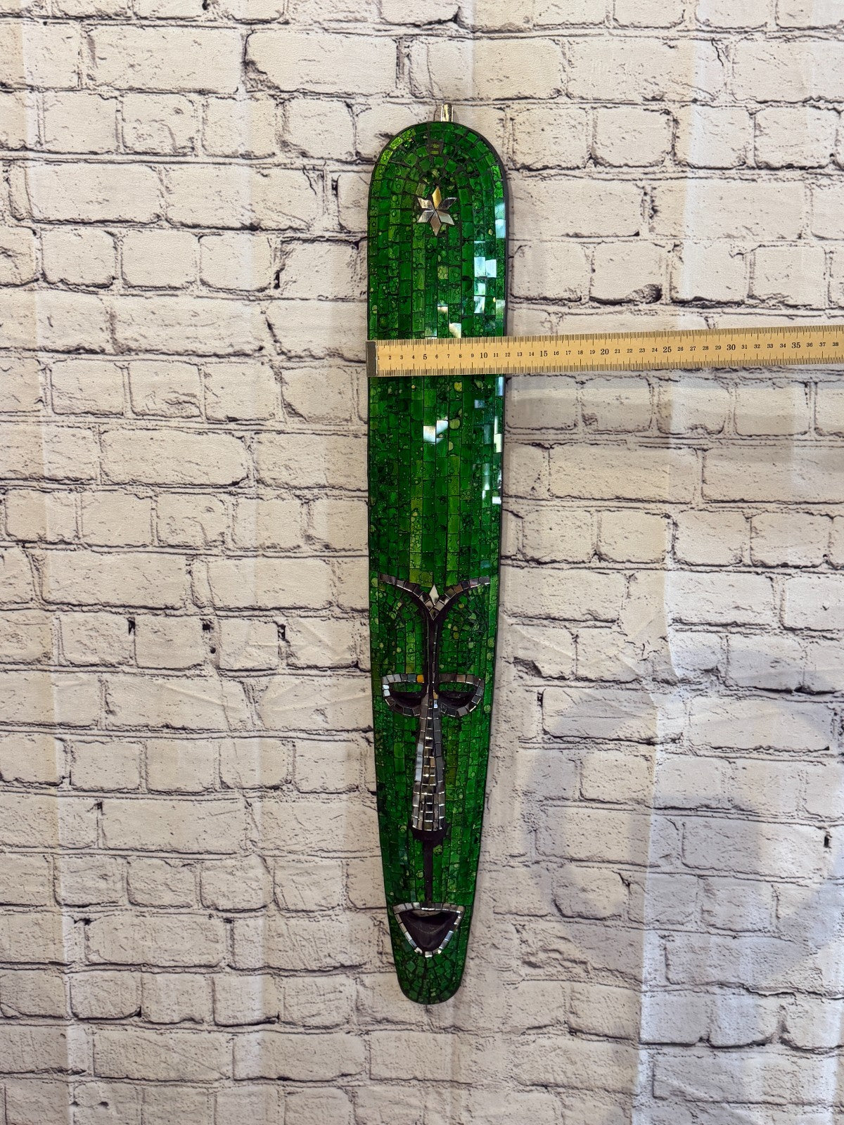 80cm Mask Green Mosaic Wall Hanging Wooden Ornaments Wood Carving3
