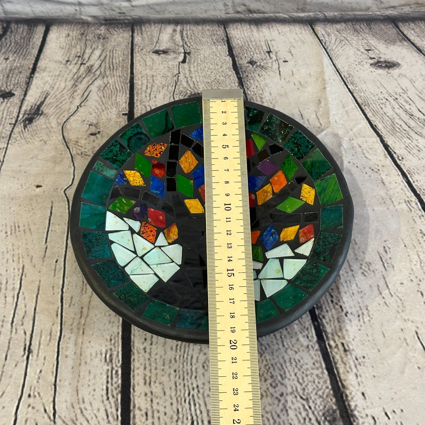 20cm Rainbow Tree Of Life Round Mosaic Handmade Ceramic Glass Tile Bowl Fruit2
