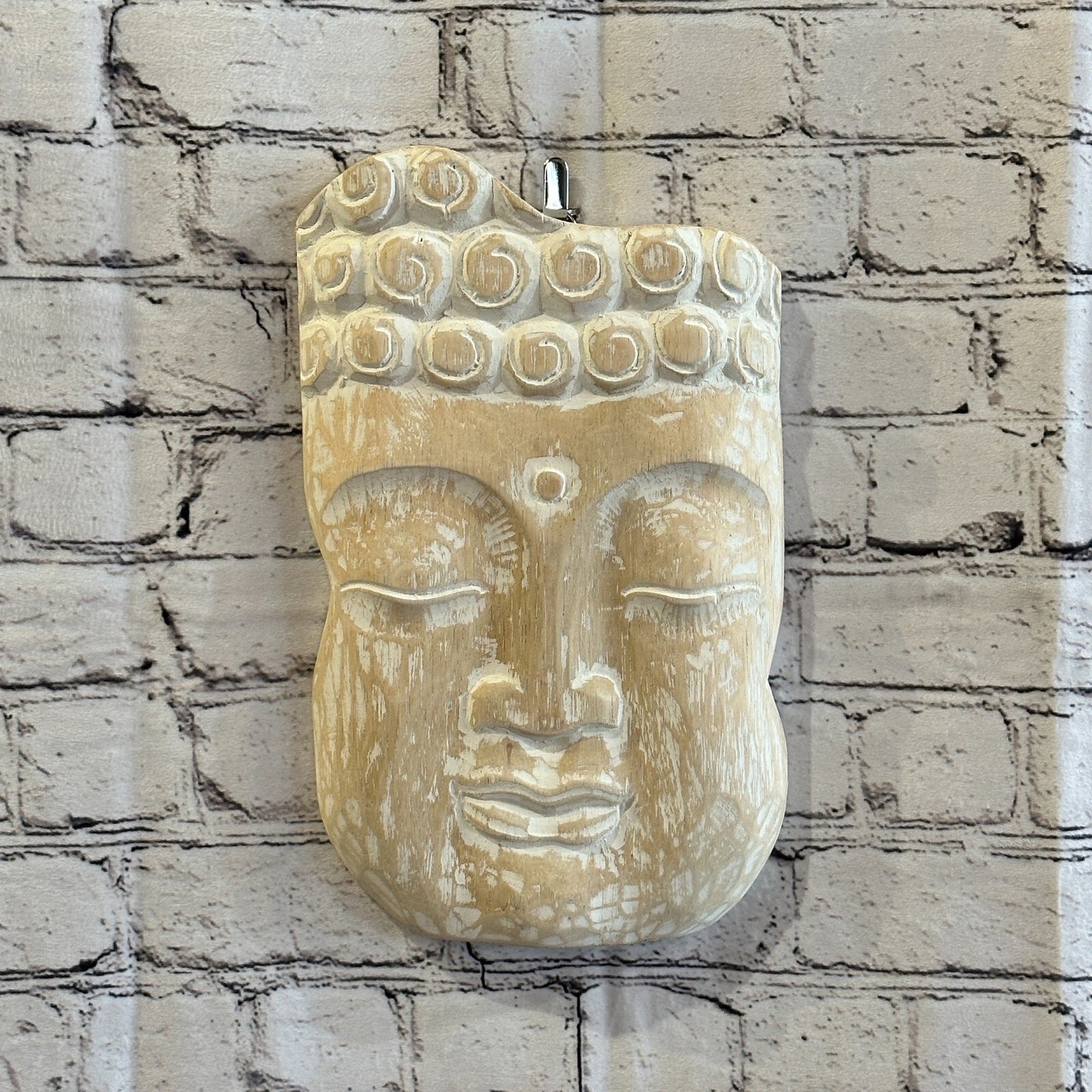 30cm Cream Tiki Style Wall Decoration Buddha Head Designer Mask Wooden Handmade2