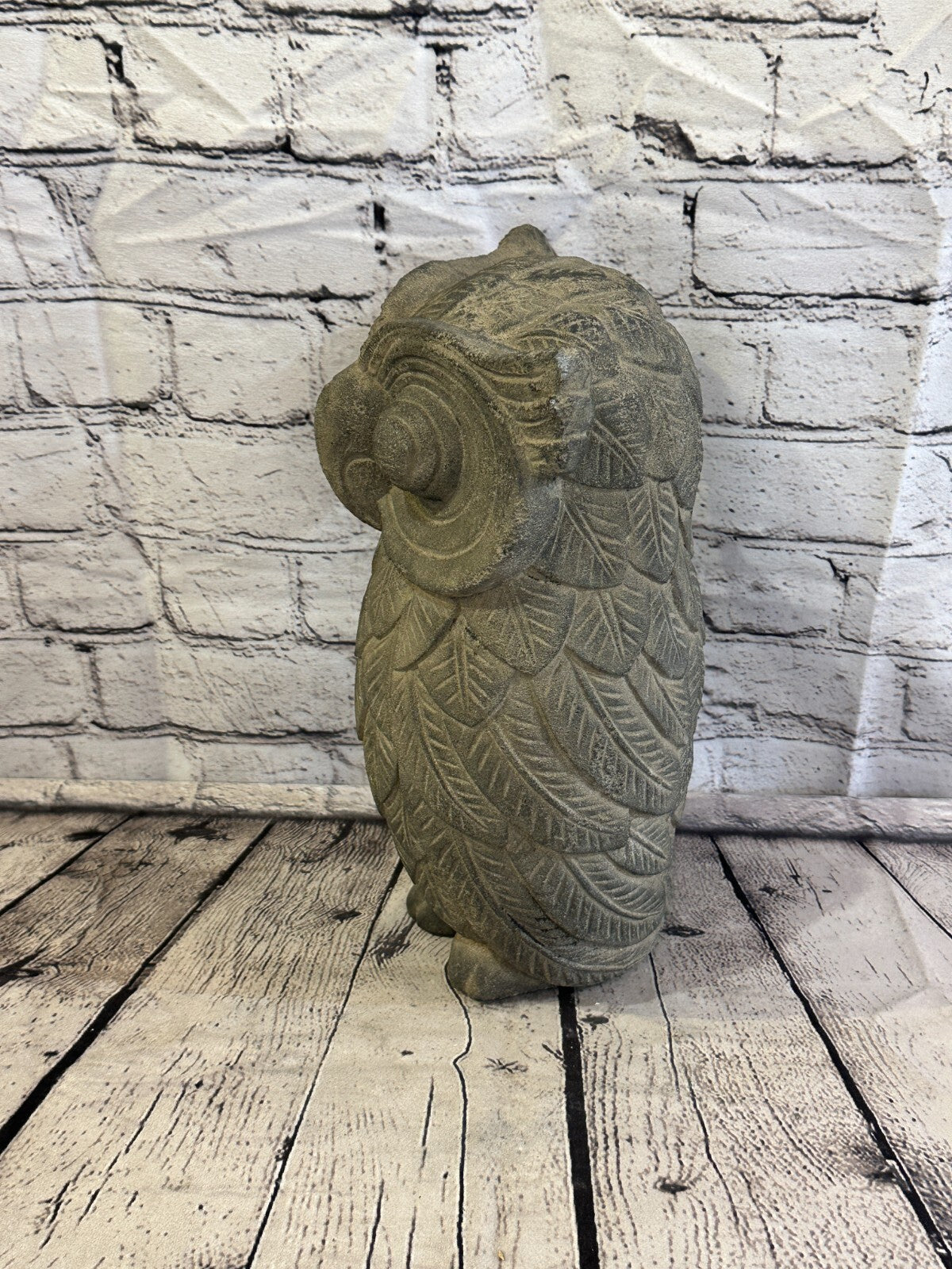 Barn Owl Stone Garden 30cm x 18cm Ornament Outdoor Indoor Statue Hindu2