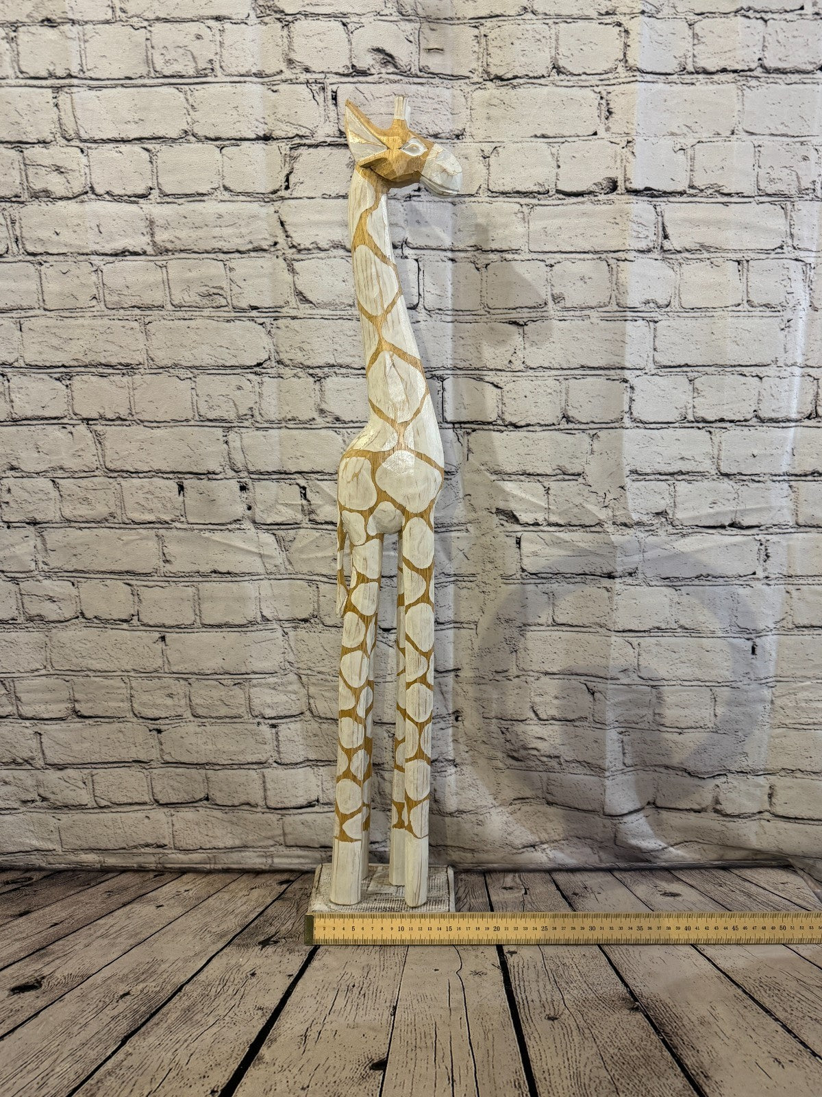 80cm White Dot Wooden Giraffe Standing Single Carved Solid Wood Giraffe Handmade6