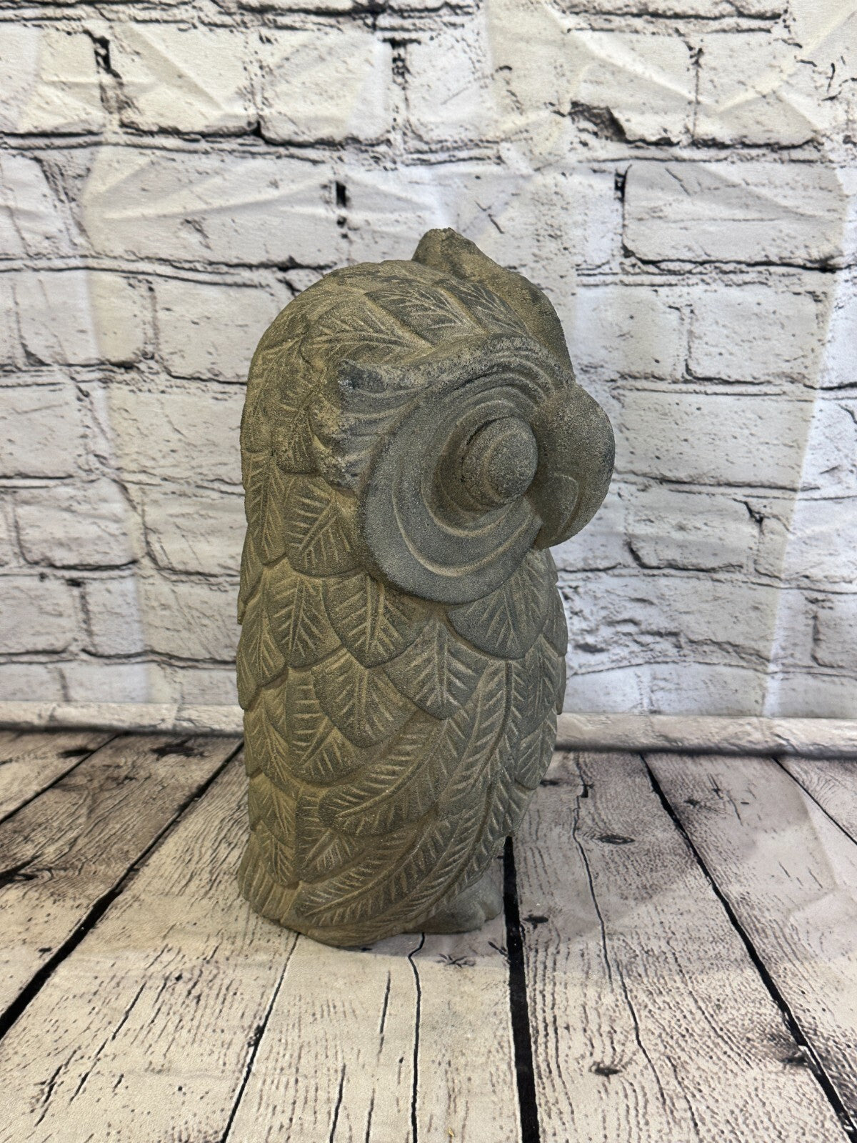 Barn Owl Stone Garden 30cm x 18cm Ornament Outdoor Indoor Statue Hindu4