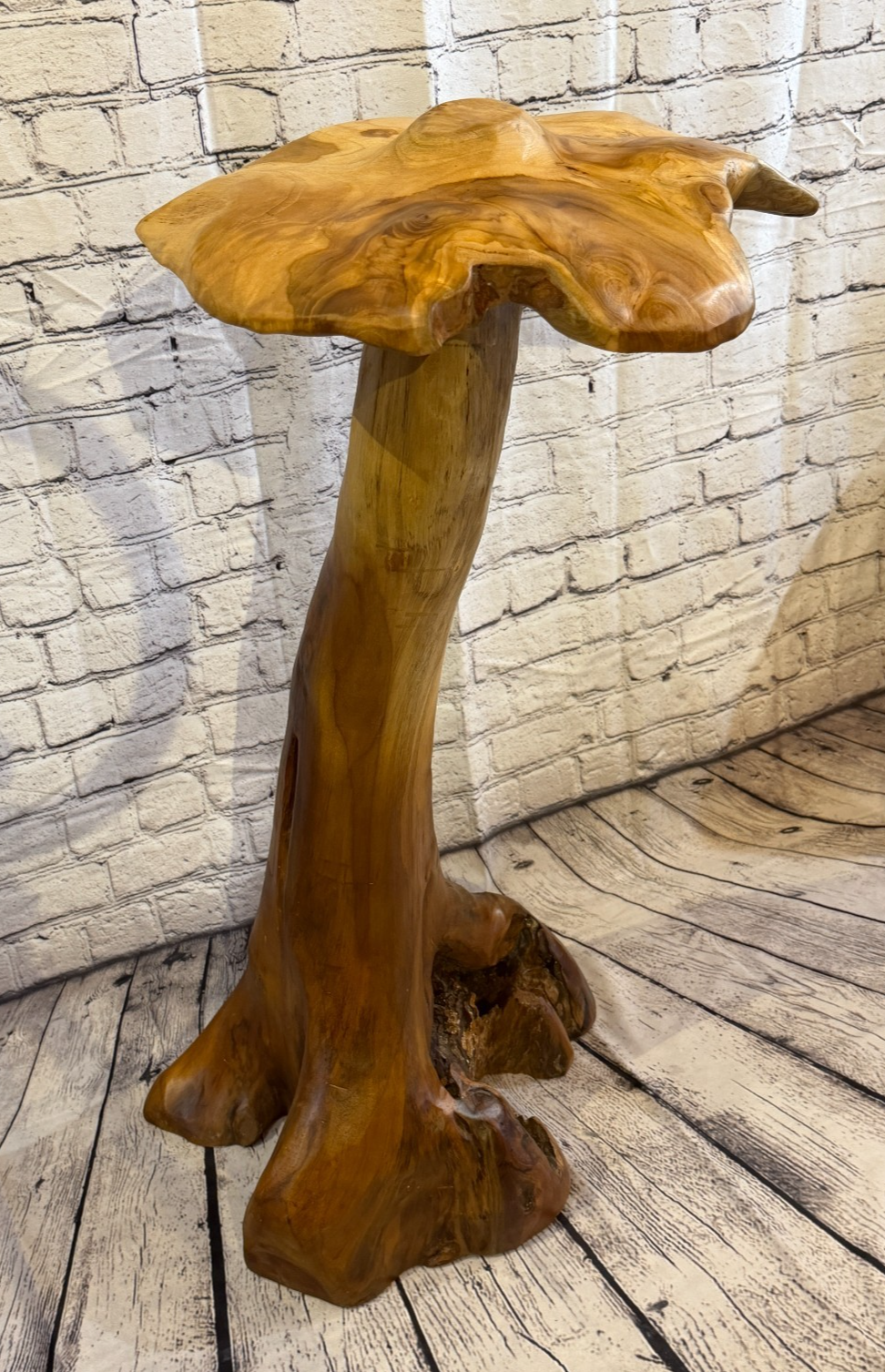 80cm x 40cm Dome Wooden Mushroom Toadstool Sculpture Garden Teak Root Ornament1
