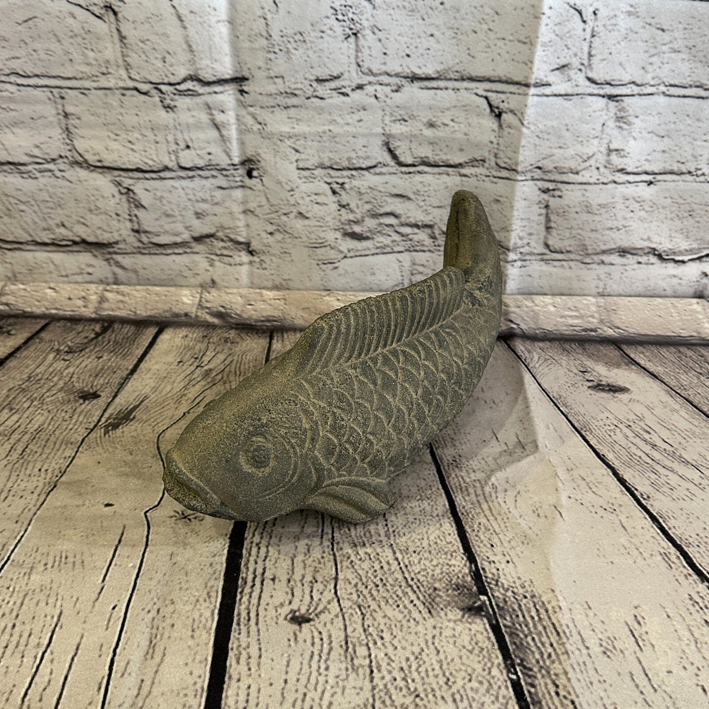 Koi Fish Carp Stone Garden 25cm x 10cm Ornament Outdoor Indoor Statue Hindu3