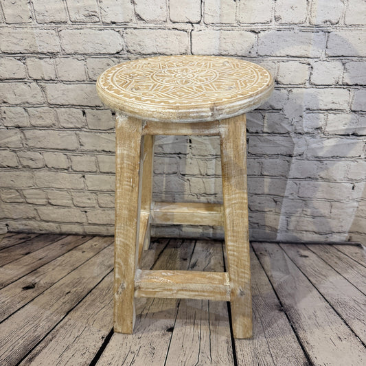 50cm x 30cm White Stool Table Wooden Side Cabinet Living Hallway Furniture0