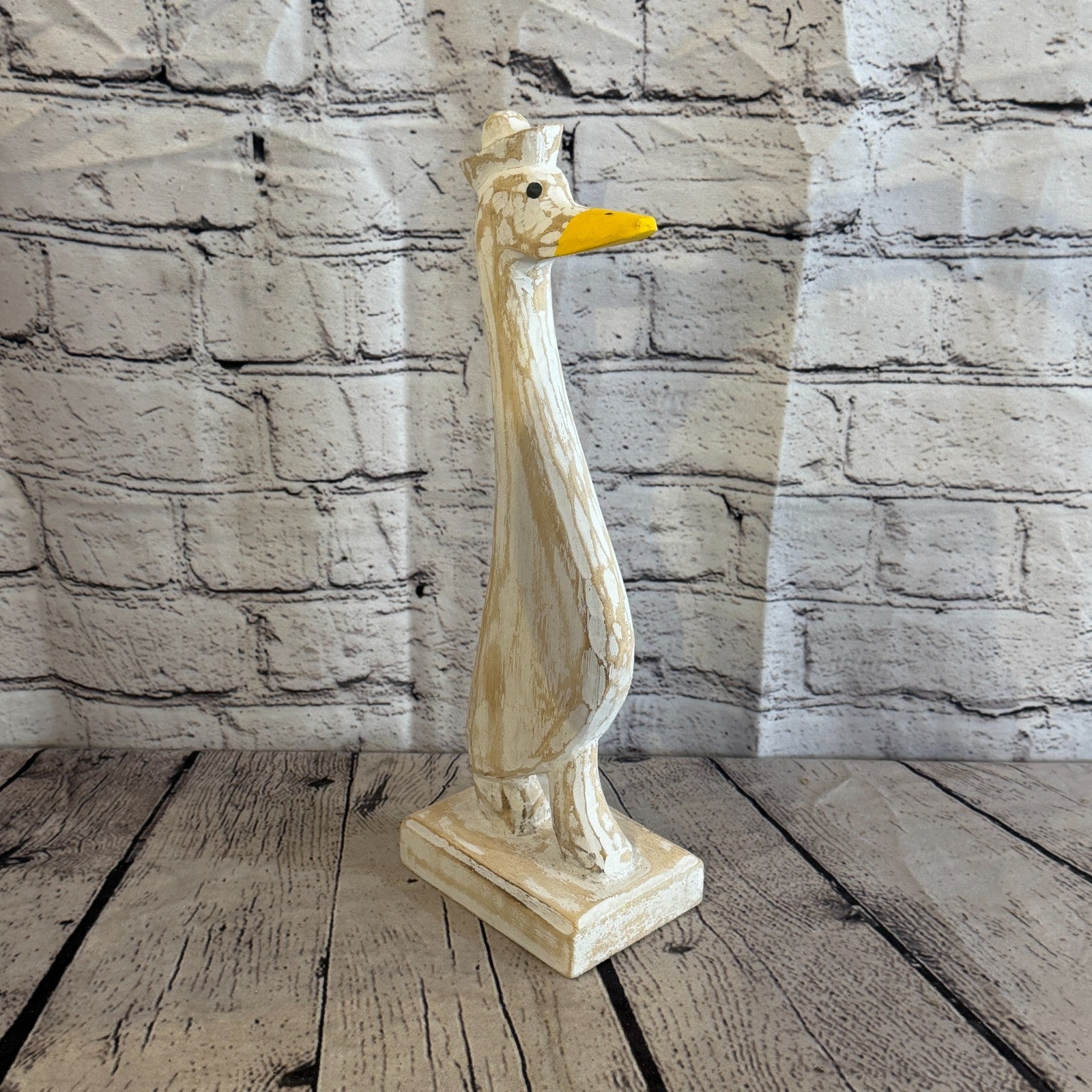 Looking Forward 35cm Tall Wooden White Duckling Baby Duck Shabby Wood Fairtrade2