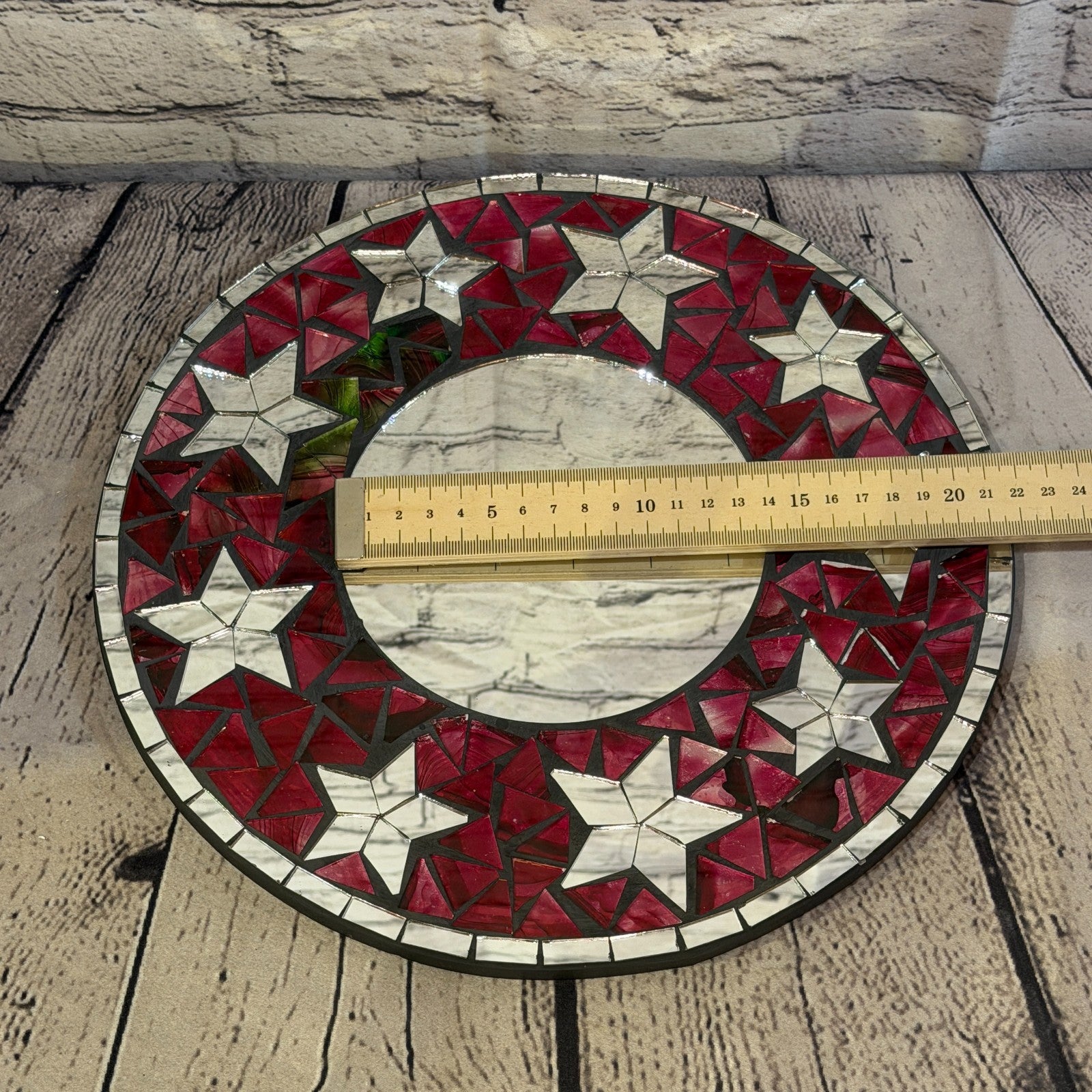 Red Star Black Mosaic Tile Wall Mirror 30cm x 30cm 12 Inches Handmade5