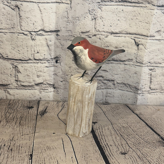 20cm Sparrow Wooden Bird Ornament Seaside Coastal Nautical Handcrafted Decor0