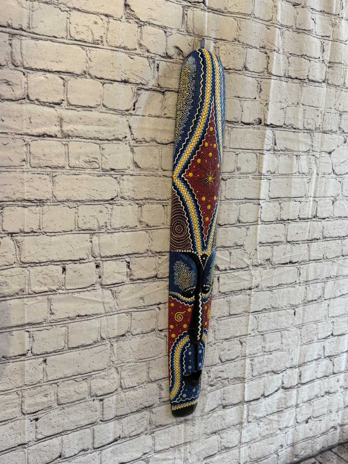 80cm Mask Carved Wooden Dot Painted Ethnic Tribal Tiki Wall Art No 1 New0
