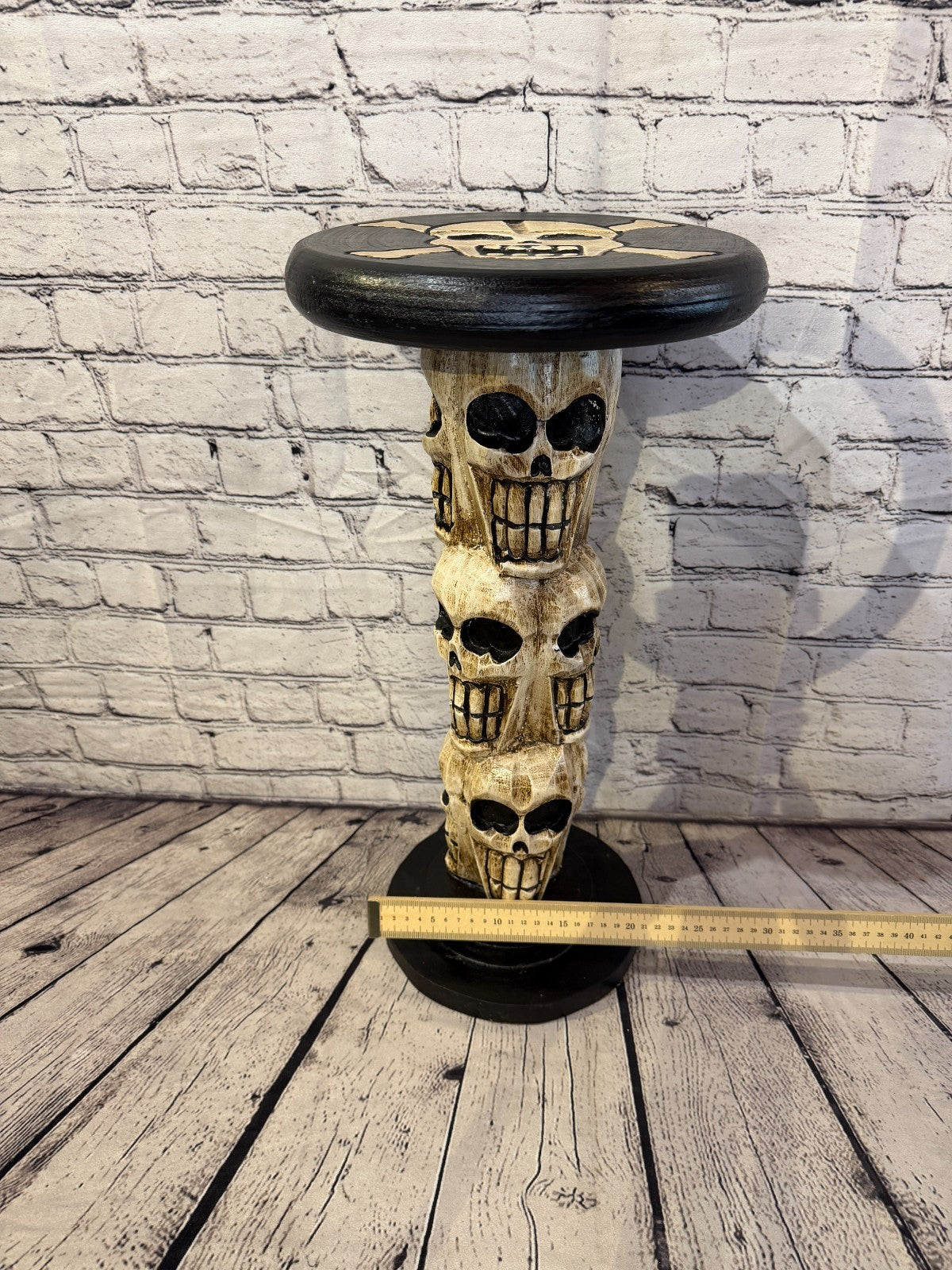 55cm x 25cm Sitting Skull Round Wooden Coffee Table Bar Restaurant Garden Pub5