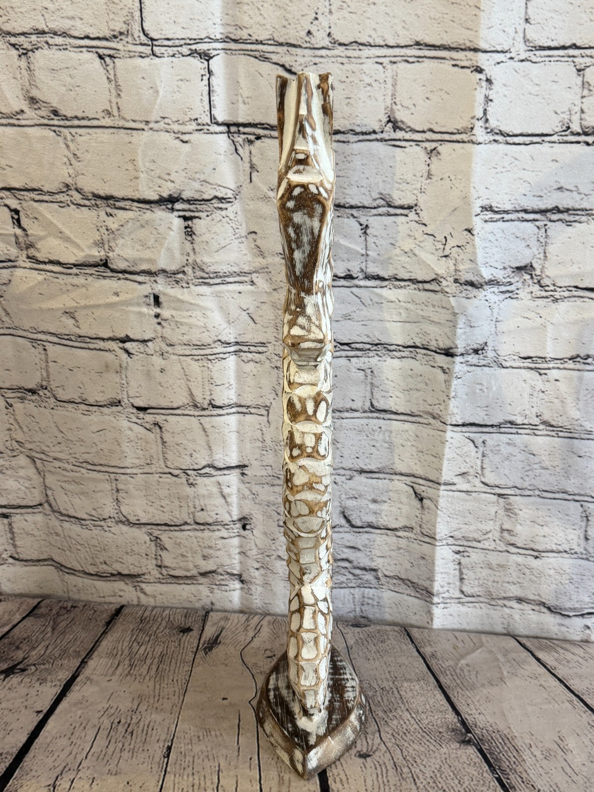 50cm Brown Wooden Shabby Seahorse Statue Ornament Fair Trade Handcarved1