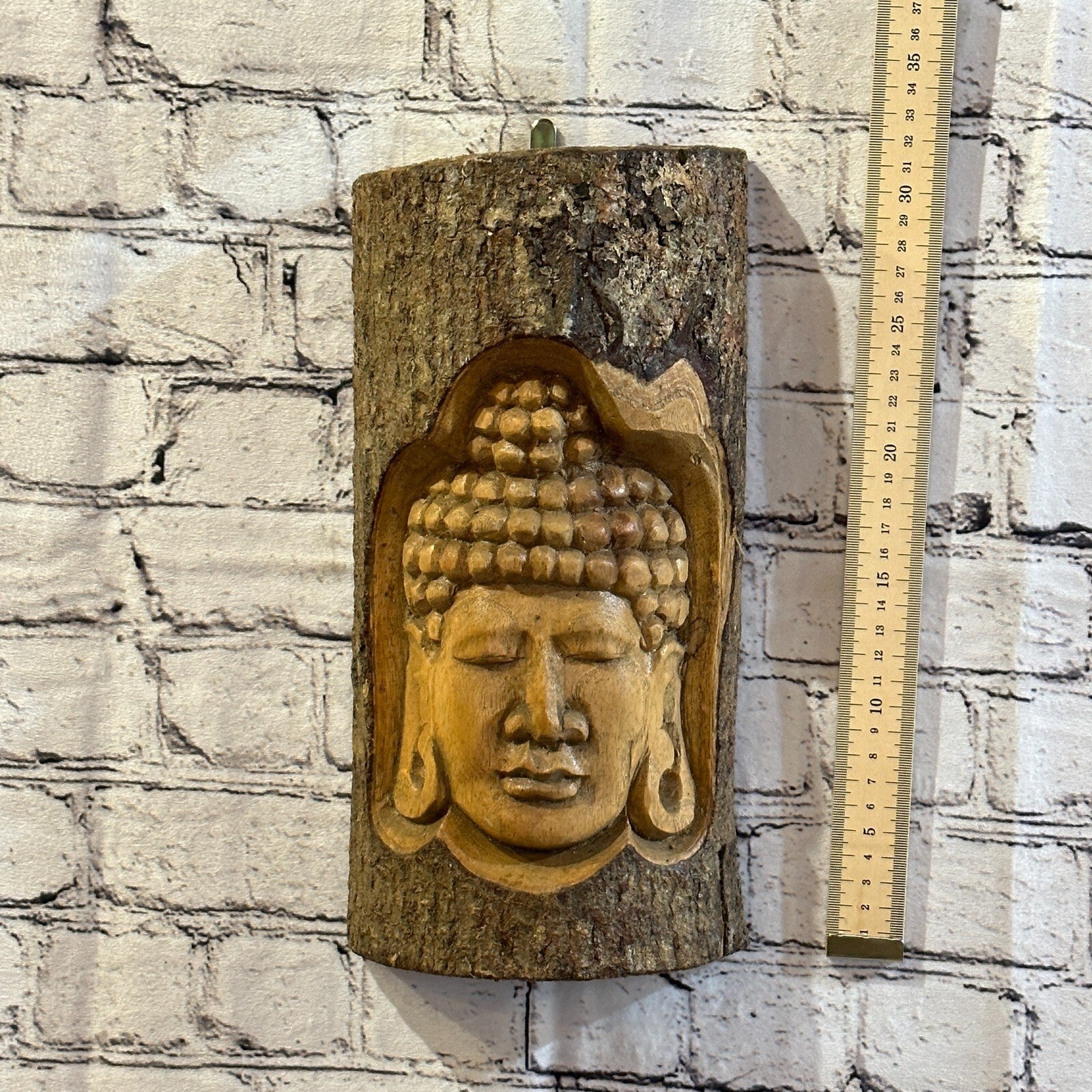 Buddha Head Of The Woods 30cm Hand Carved Wizard Tree Trunk Wood Fairtrade4