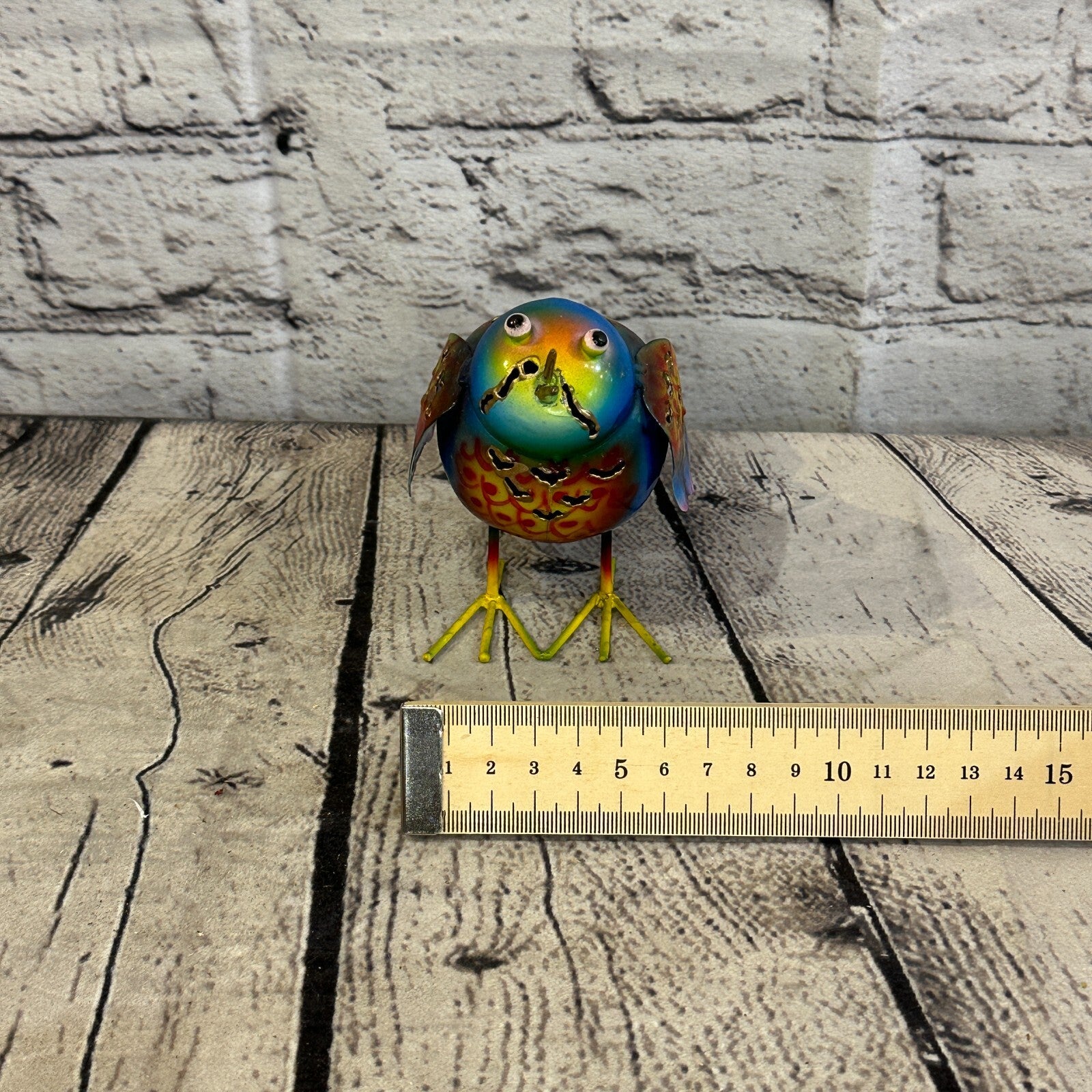 10cm x 10cm Bright Blue Bird Metal Tin Wall Hanging Ornament Painted Statue8