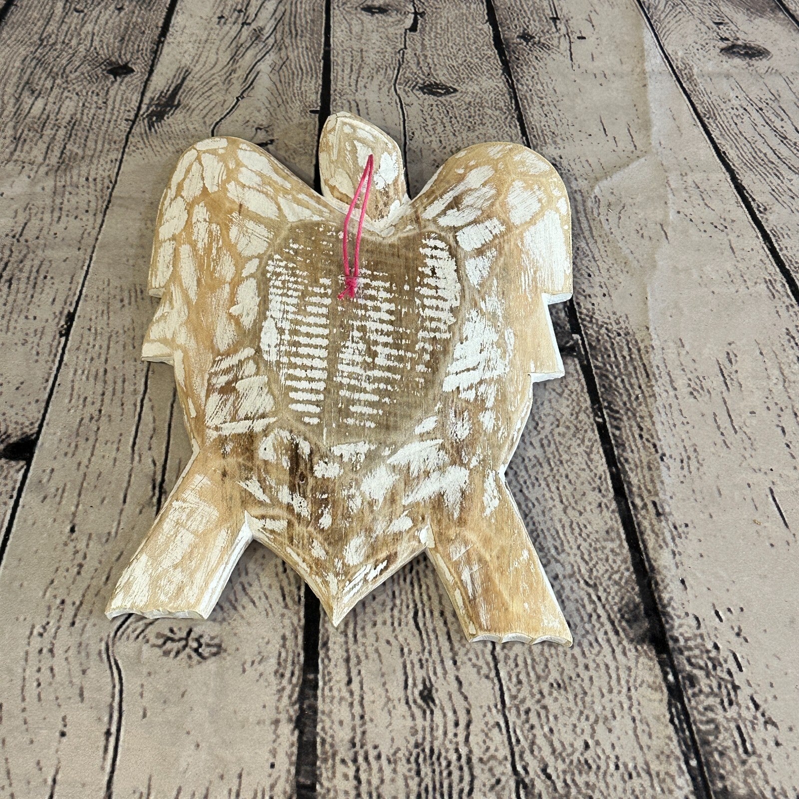 25cm Cream Sea Turtle Bowl Trinket Dish Decoration Designer Mask Wooden Handmade6