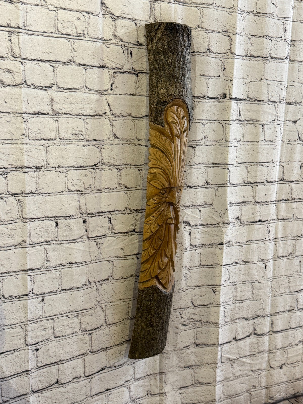 Green Man Of The Woods 80cm Hand Carved Wizard Tree Trunk Wood Fairtrade1