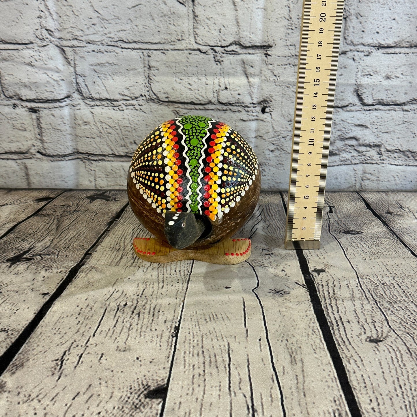 Mixed Painted Full Coconut Shell Wood Turtle Bobble Head Moving Tortoise6