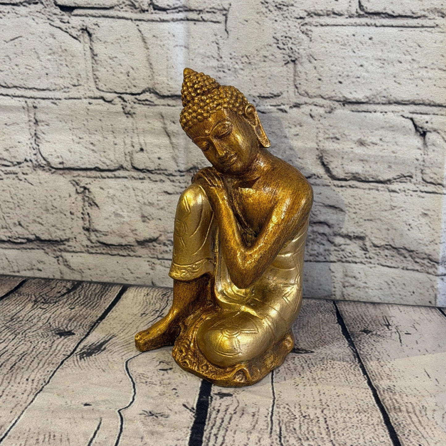 Bronze & Bronze 20cm x 10cm Thai Kneeling Buddha Sitting  Statue Resin Hindu0