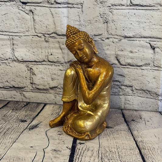 Bronze & Bronze 20cm x 10cm Thai Kneeling Buddha Sitting  Statue Resin Hindu0