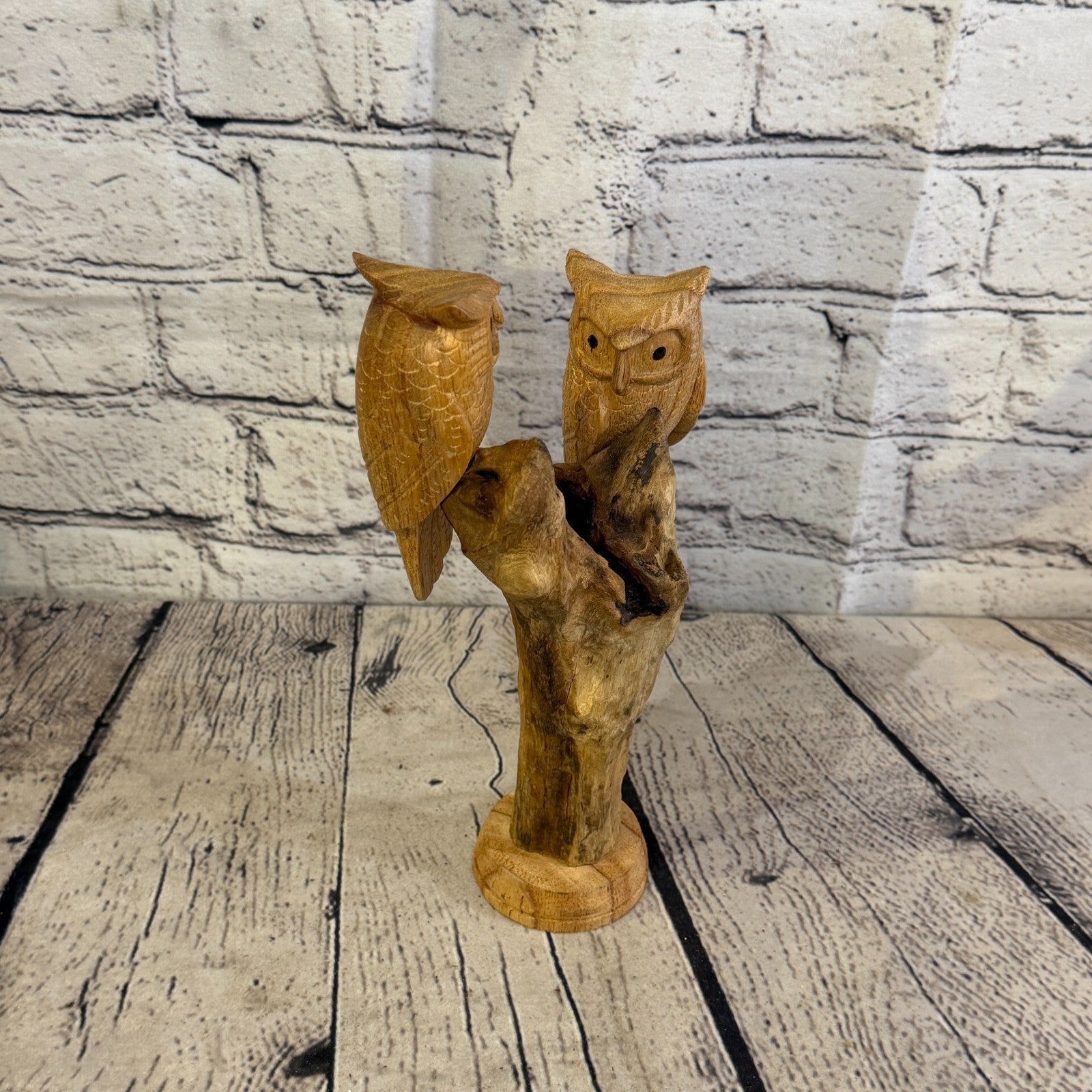 25cm Double Owl Mushroom Parasite Ornament Natural Carving Fair trade Wooden2