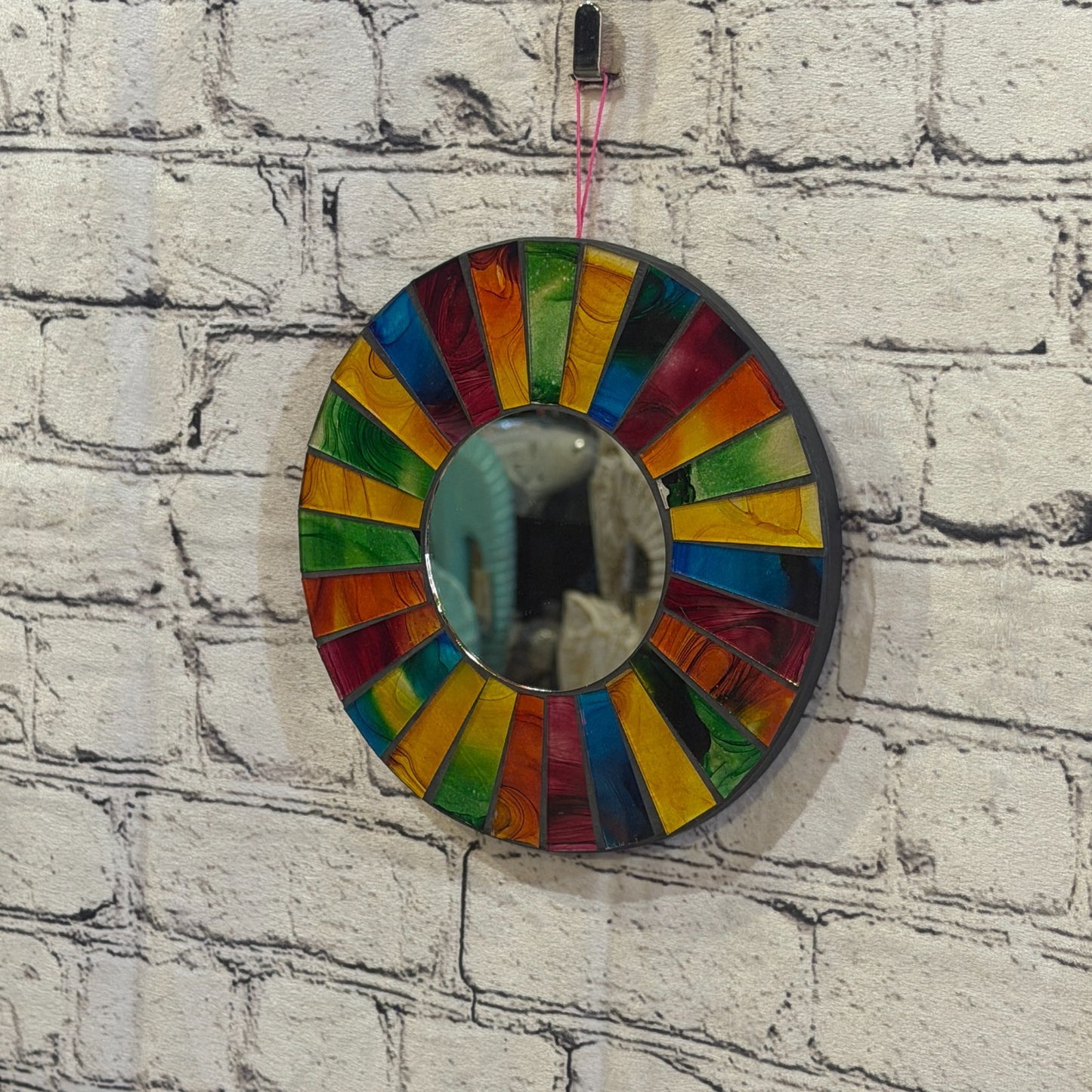 Rainbow Line Black Mosaic Tile Wall Mirror 20cm x 20cm 8 Inches Handmade1