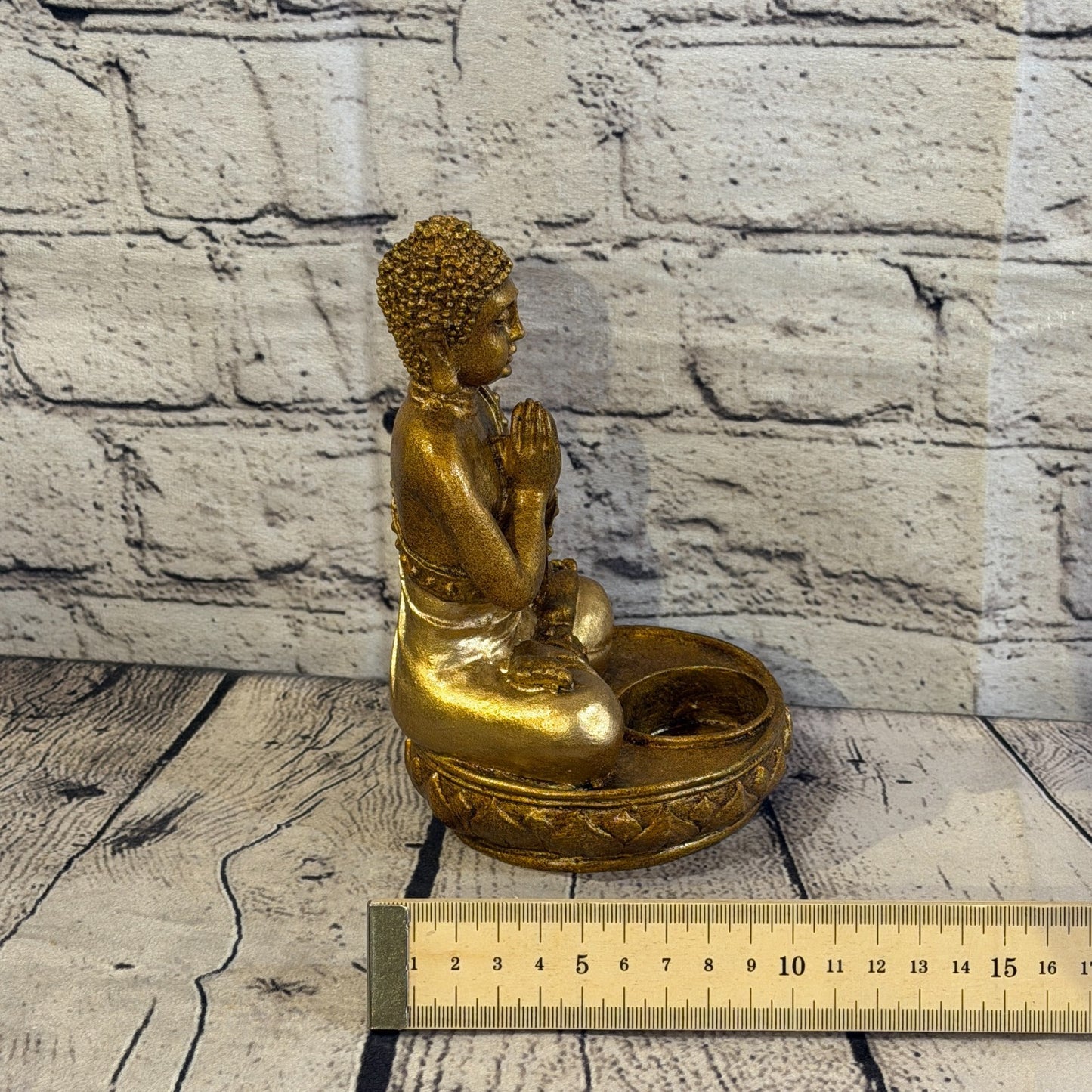 Bronze & Bronze 20cm x 10cm Thai Buddha Tea Light Holder Statue Resin Hindu7