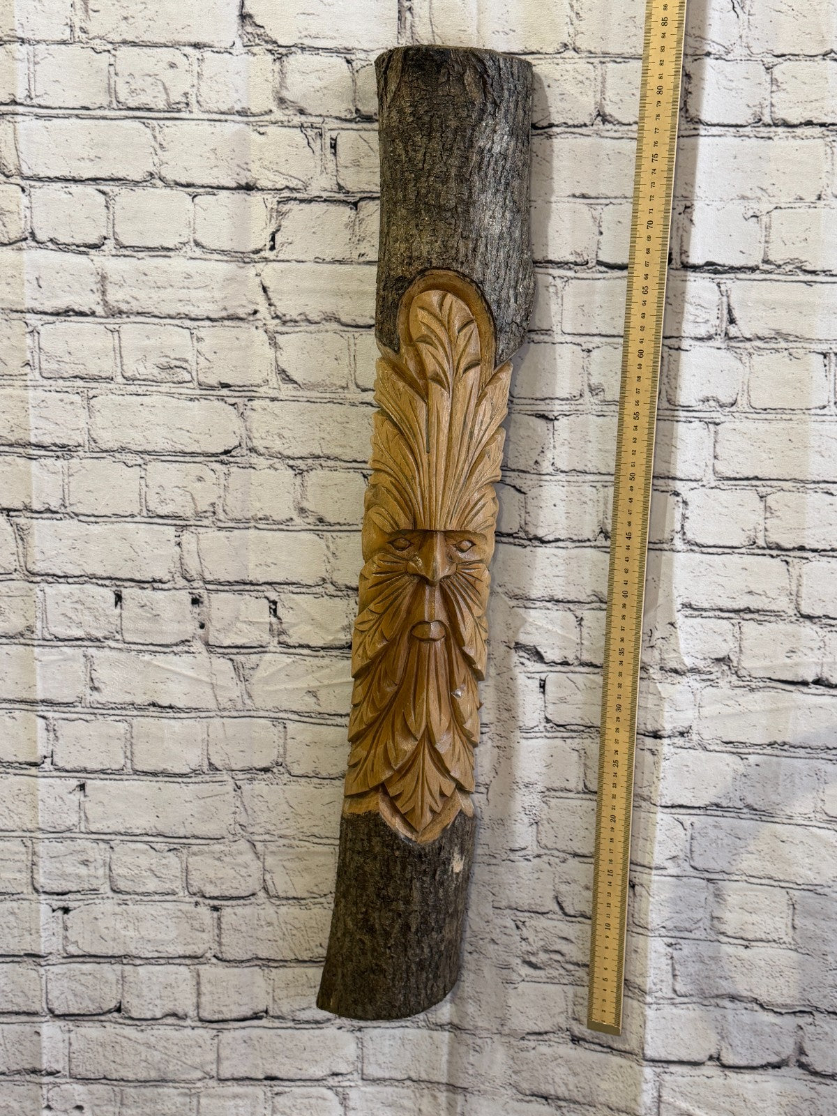 Green Man Of The Woods 80cm Hand Carved Wizard Tree Trunk Wood Fairtrade4