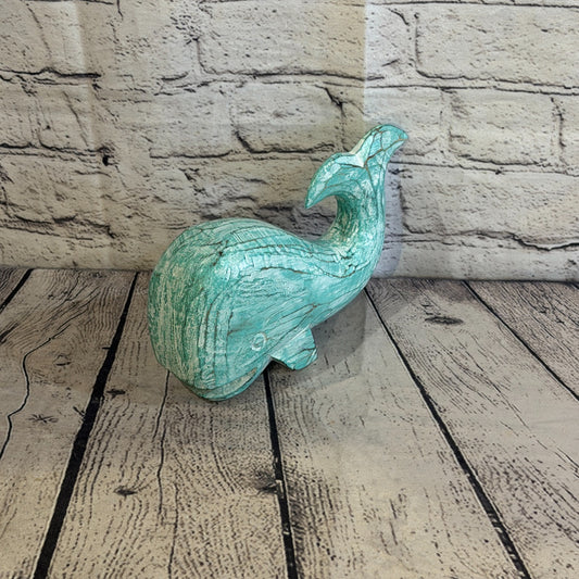 20cm x 12cm Whale Green Fish Wood Coastal Ocean Bathroom Decoration0