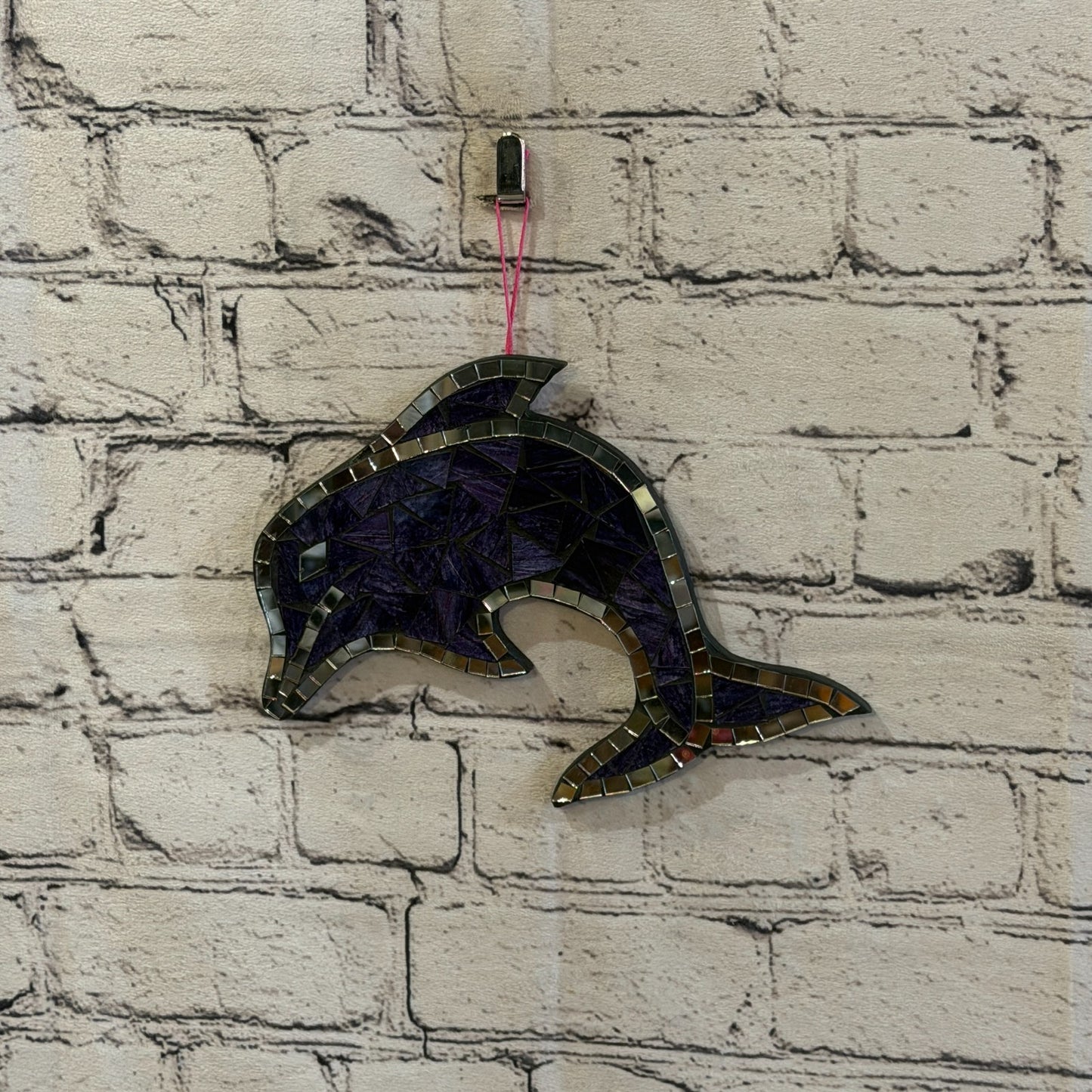 Purple Dolphin Fish Mosaic Tile Wall Mirror 20cm x 20cm Handmade New2