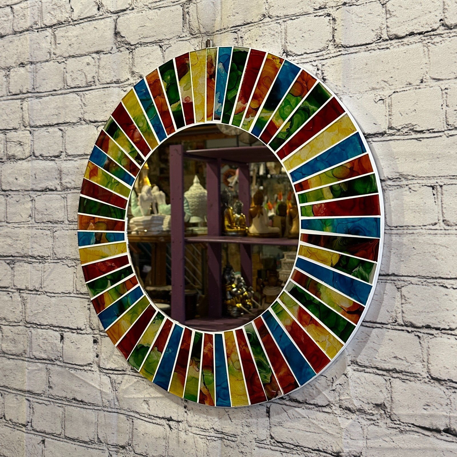 Rainbow White Line Mosaic Tile Wall Mirror 50cm x 50cm 20 Inches Handmade New1