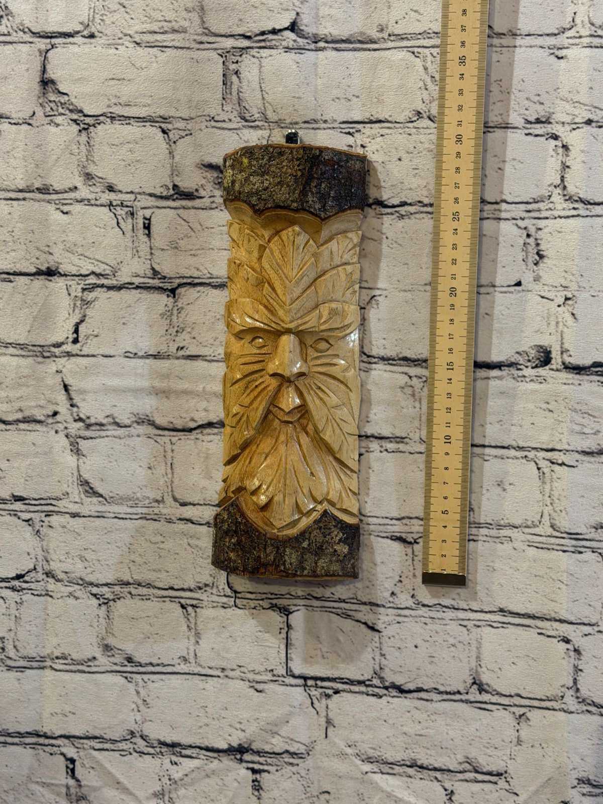 Green Man Of The Woods 30cm Hand Carved Wizard Tree Trunk Wood Fairtrade4