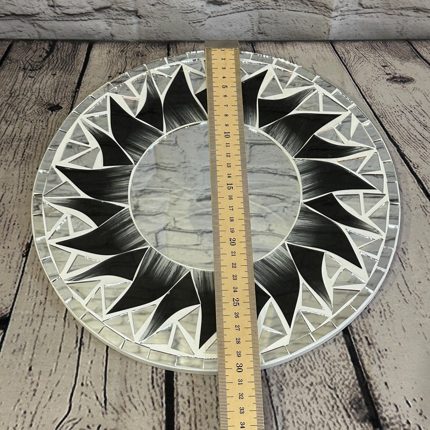 Black Flame Sun Mosaic Tile Wall Mirror 30cm x 30cm 12 Inches Handmade New4