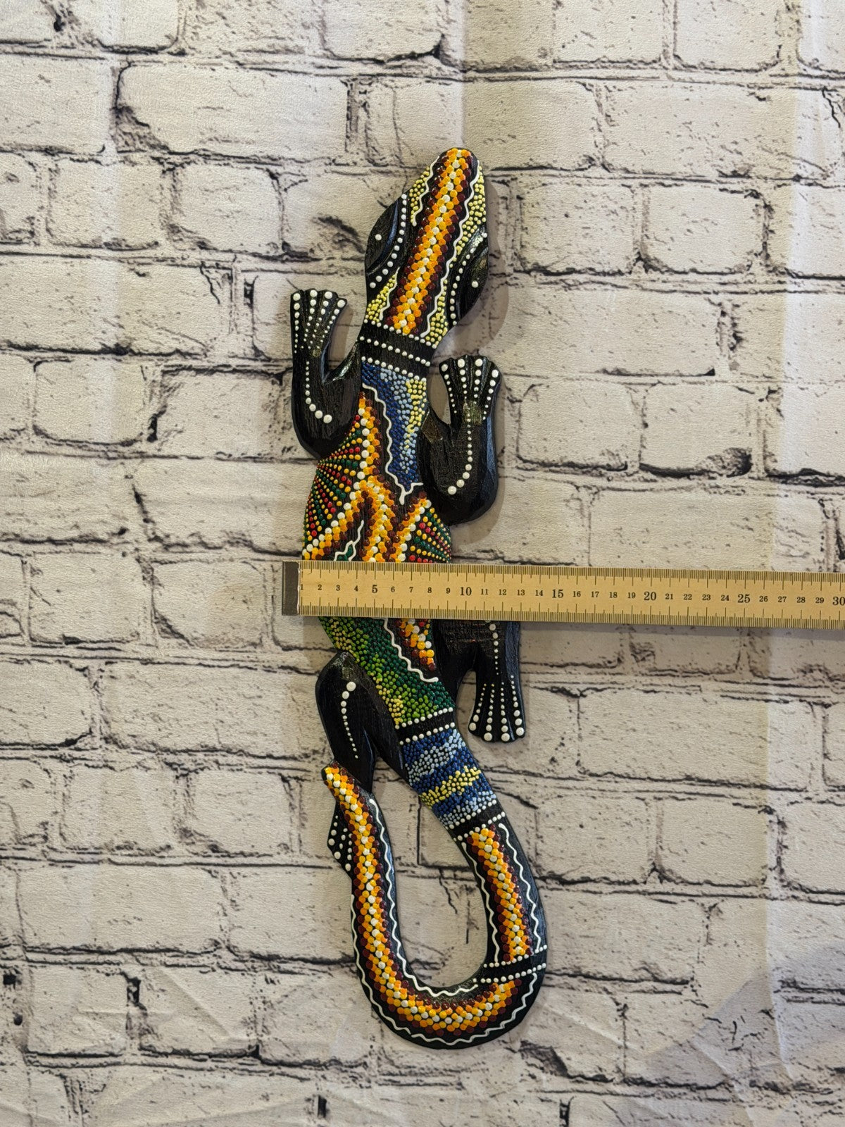 50cm Gecko Carved Wooden Dot Painted Ethnic Tribal Tiki Wall Art No 5 New3