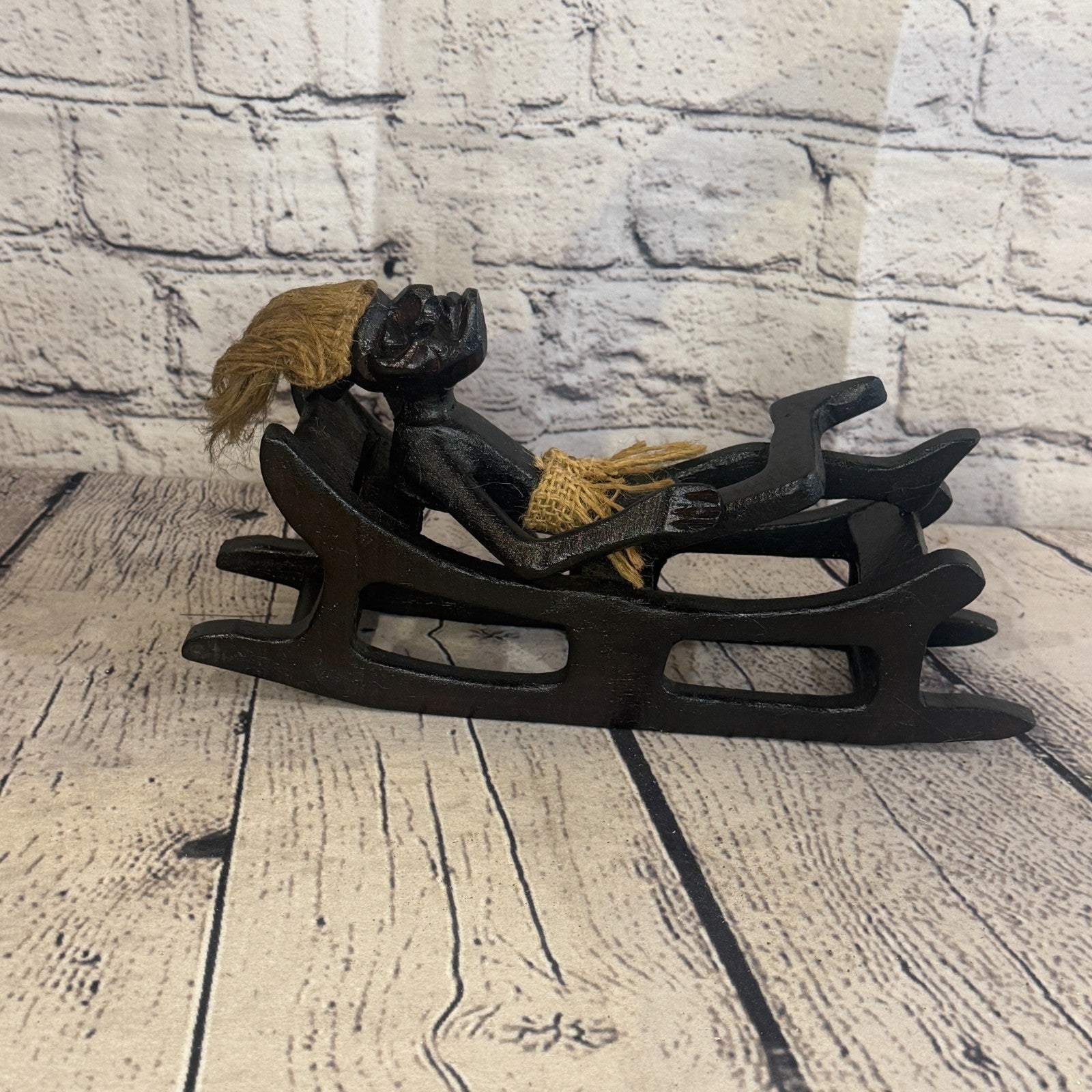 25cm Long Sun Lounger African Tribal Warrior Man Figure Statue Wood Hand Carved3