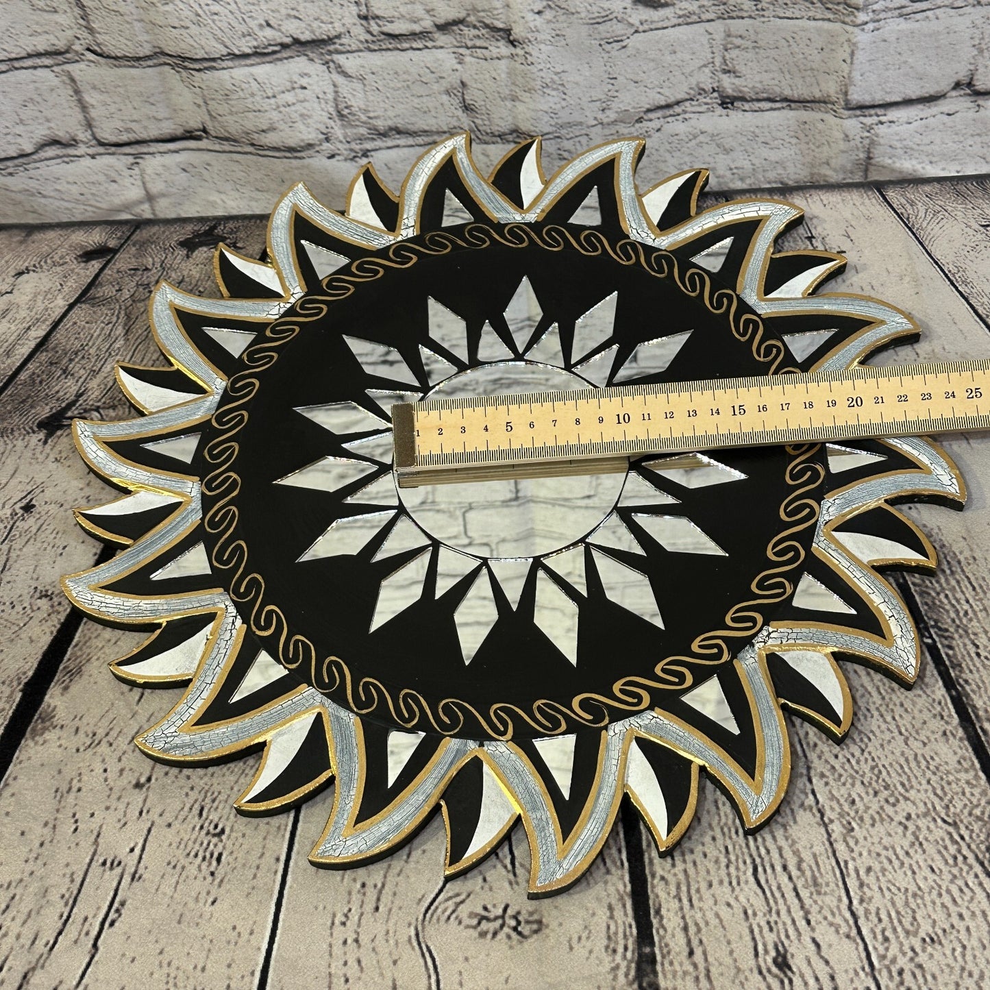 Black Star Mosaic Tile Wall Mirror 40cm x 40cm 16 Inches Handmade Fairtrade5